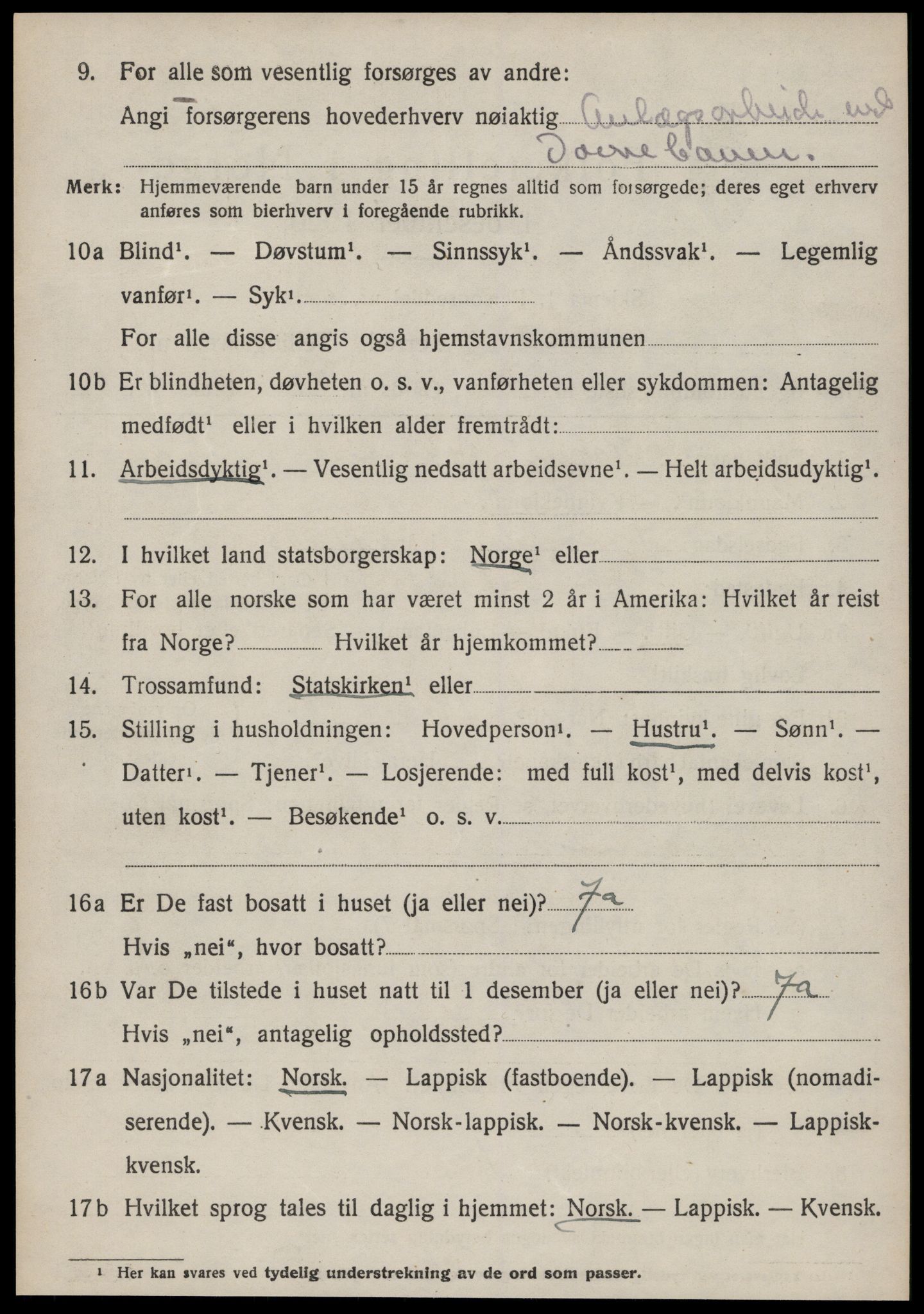 SAT, 1920 census for Rennebu, 1920, p. 2703