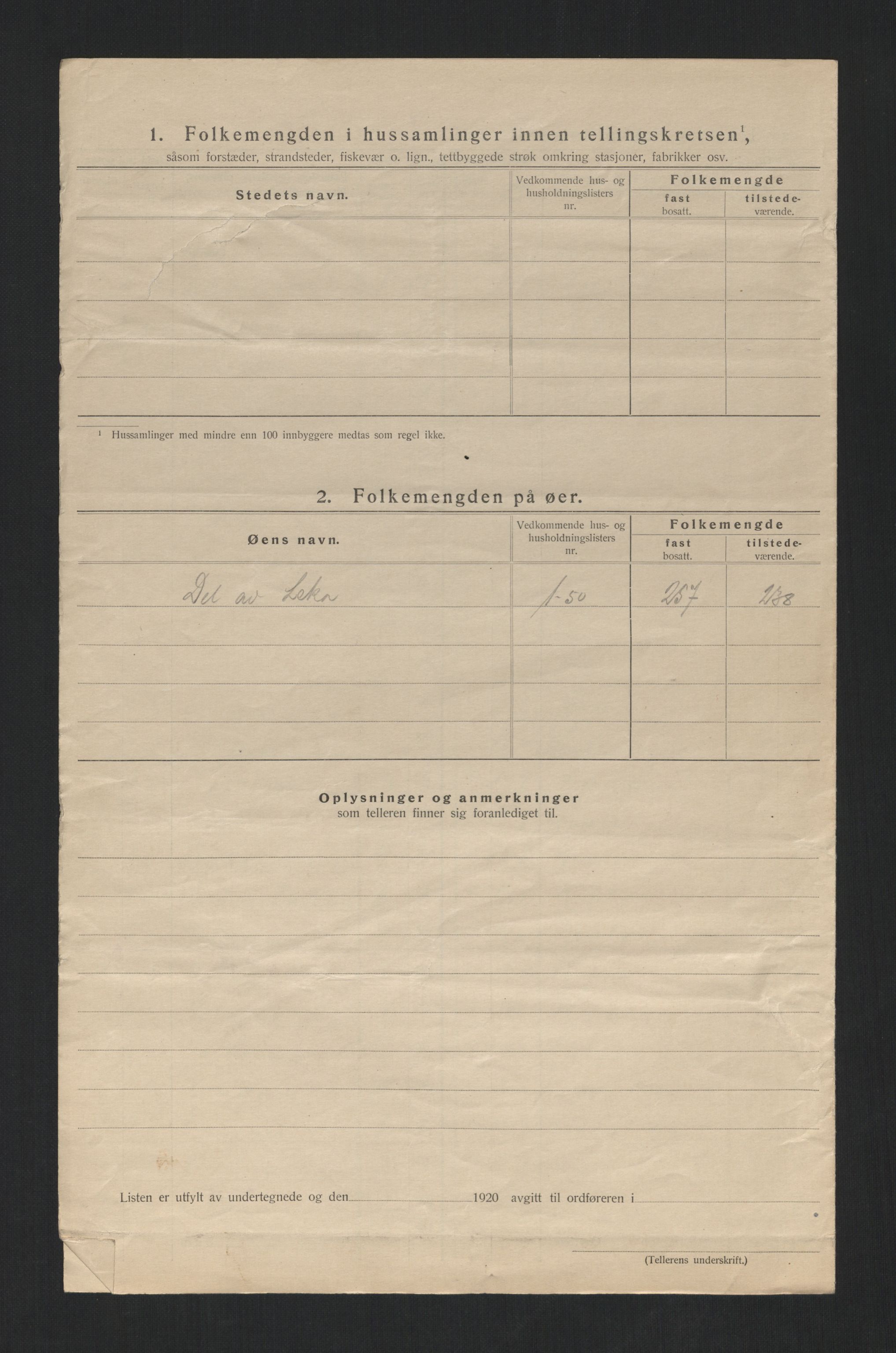 SAT, 1920 census for Leka, 1920, p. 15