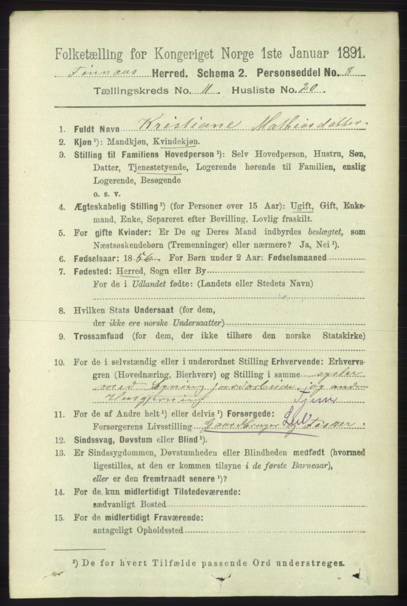 RA, 1891 census for 1218 Finnås, 1891, p. 5242