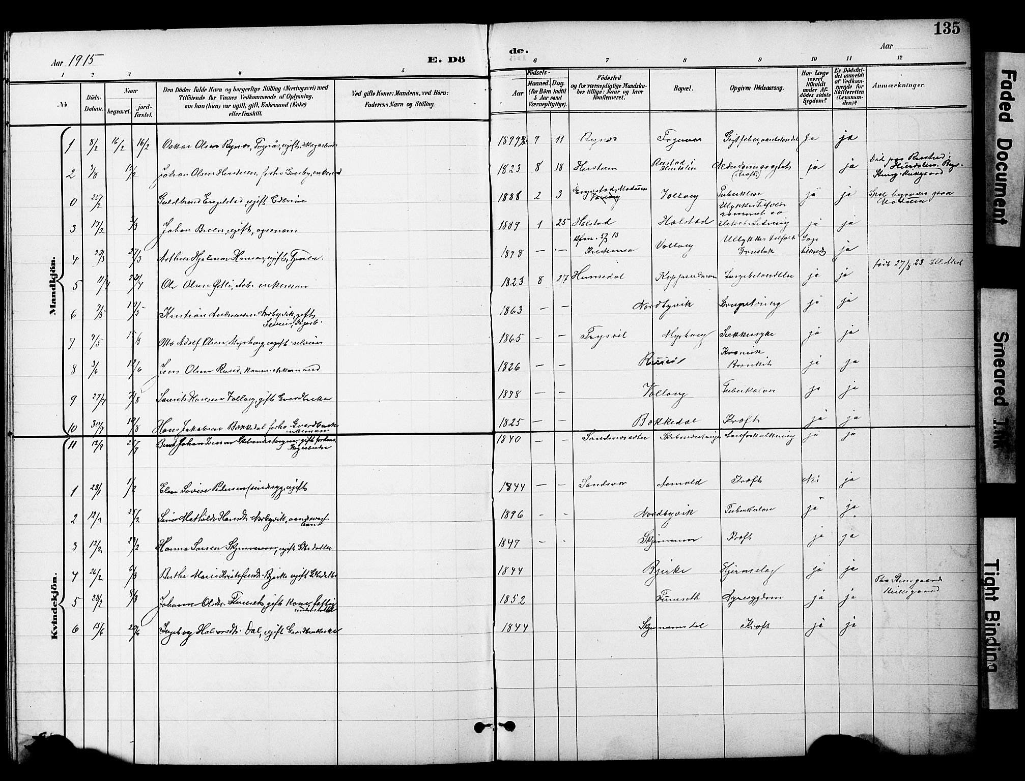 Nannestad prestekontor Kirkebøker, SAO/A-10414a/G/Gc/L0001: Parish register (copy) no. III 1, 1901-1916, p. 135