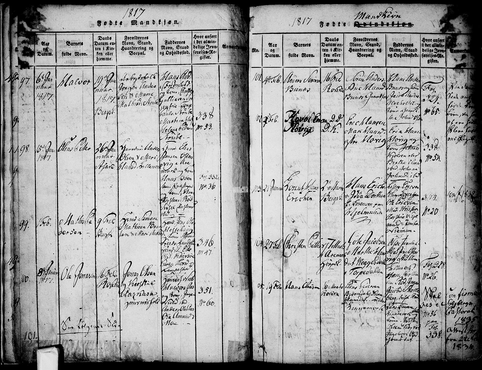 Berg prestekontor Kirkebøker, SAO/A-10902/F/Fa/L0002: Parish register (official) no. I 2, 1815-1831, p. 23