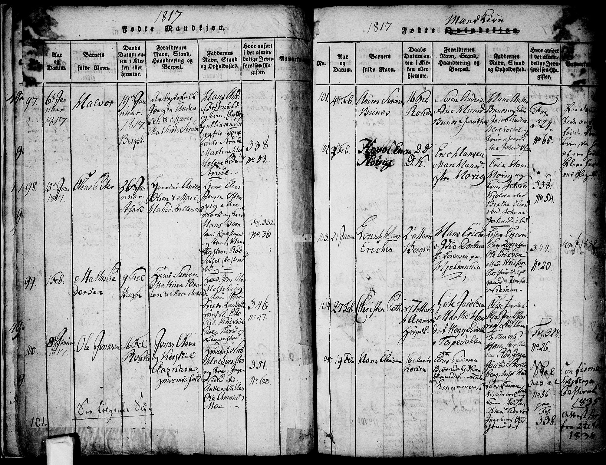 Berg prestekontor Kirkebøker, AV/SAO-A-10902/F/Fa/L0002: Parish register (official) no. I 2, 1815-1831, p. 23