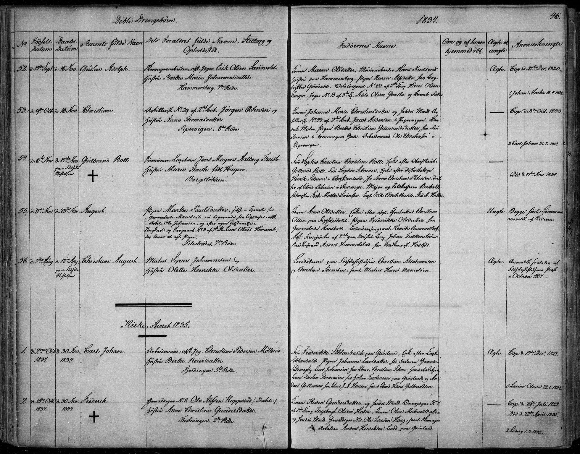 Garnisonsmenigheten Kirkebøker, SAO/A-10846/F/Fa/L0006: Parish register (official) no. 6, 1828-1841, p. 46