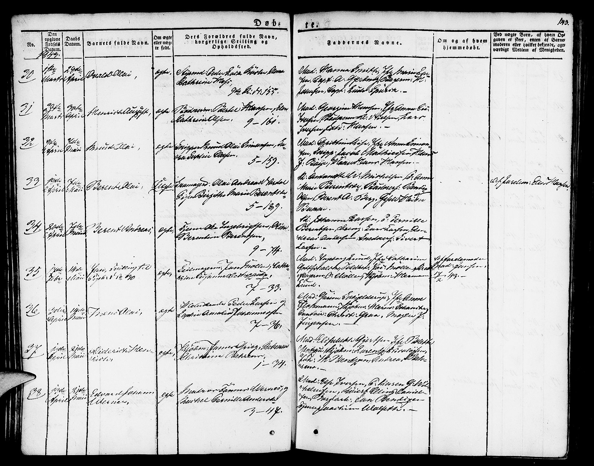 Nykirken Sokneprestembete, AV/SAB-A-77101/H/Haa/L0012: Parish register (official) no. A 12, 1821-1844, p. 143