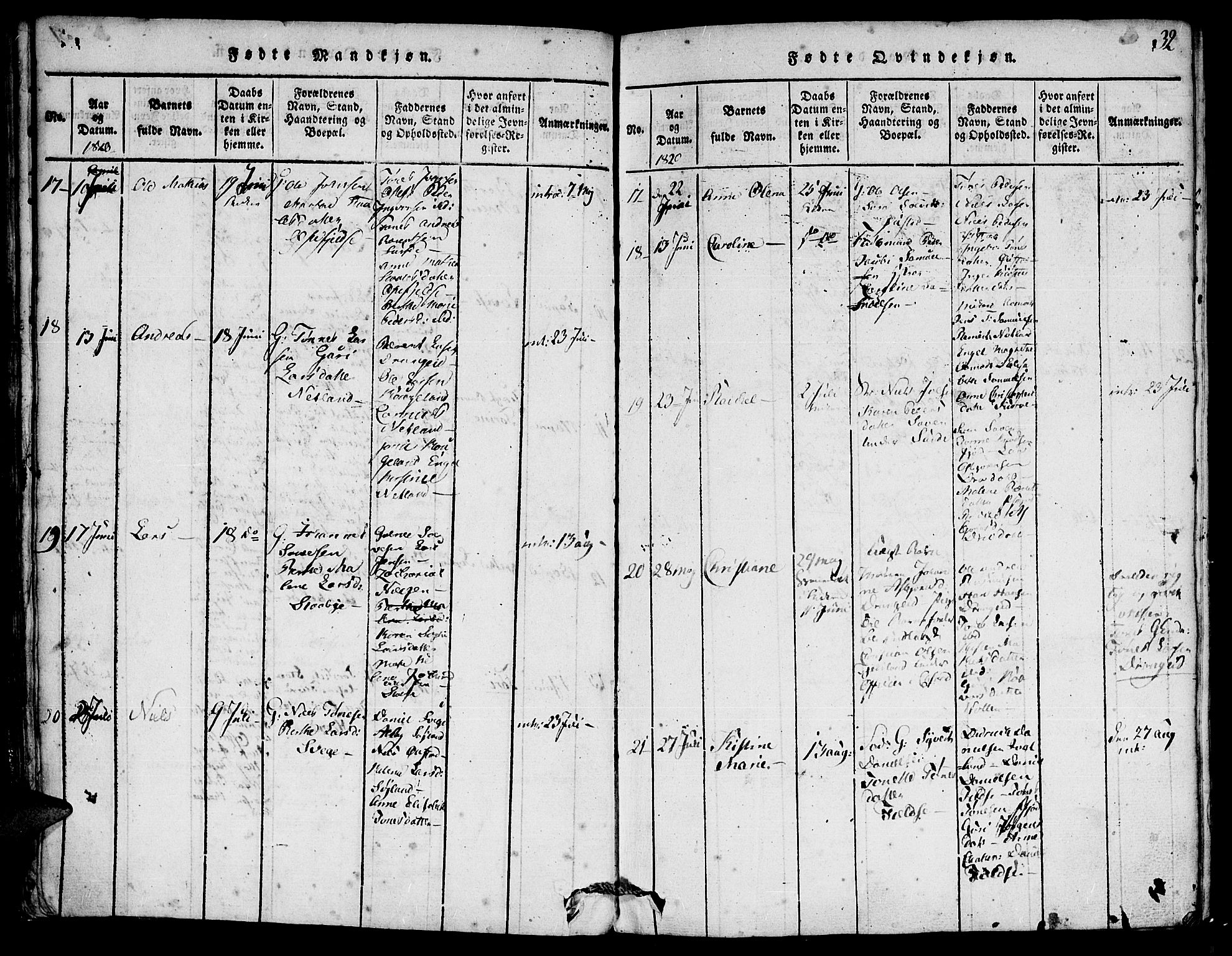 Flekkefjord sokneprestkontor, AV/SAK-1111-0012/F/Fa/Fac/L0002: Parish register (official) no. A 2, 1815-1826, p. 32