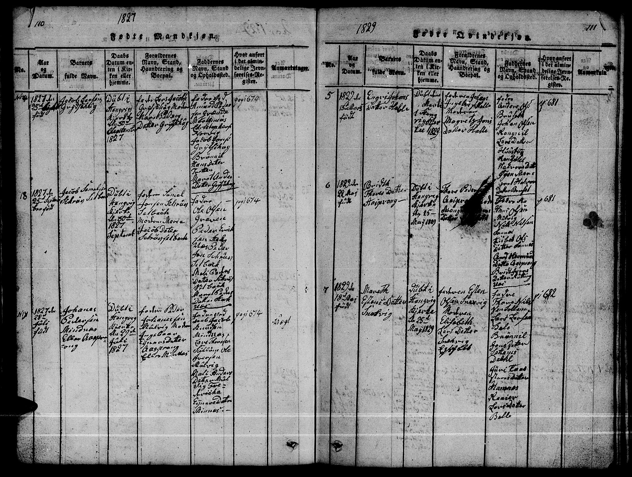 Ministerialprotokoller, klokkerbøker og fødselsregistre - Møre og Romsdal, AV/SAT-A-1454/592/L1031: Parish register (copy) no. 592C01, 1820-1833, p. 110-111