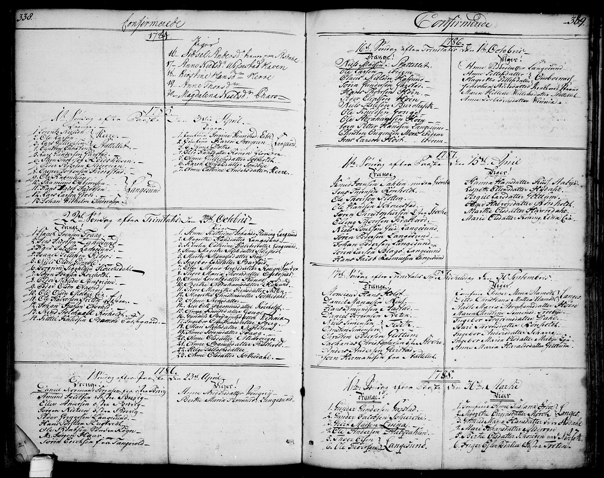 Bamble kirkebøker, AV/SAKO-A-253/F/Fa/L0002: Parish register (official) no. I 2, 1775-1814, p. 338-339