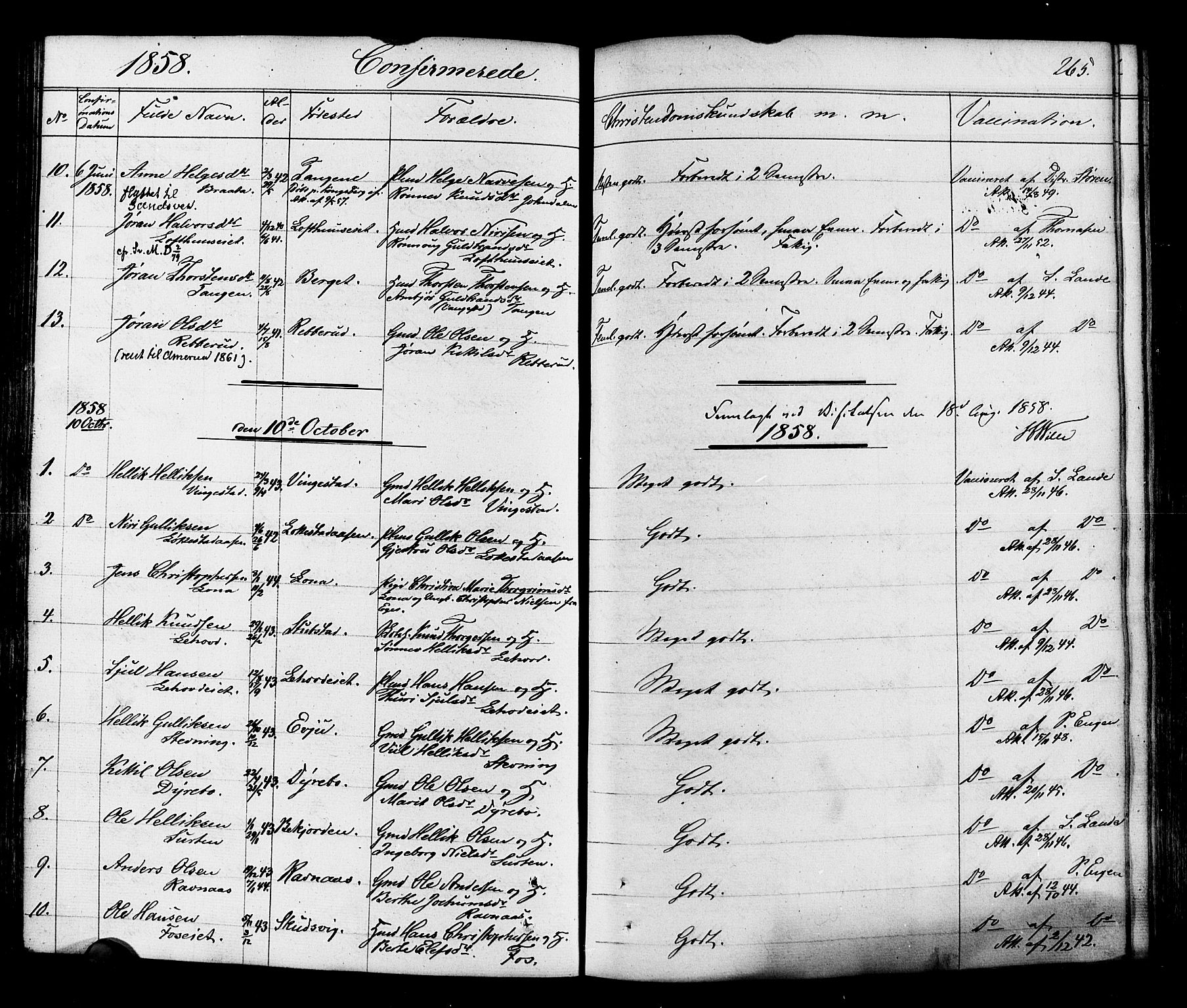 Flesberg kirkebøker, AV/SAKO-A-18/F/Fa/L0006: Parish register (official) no. I 6, 1834-1860, p. 265