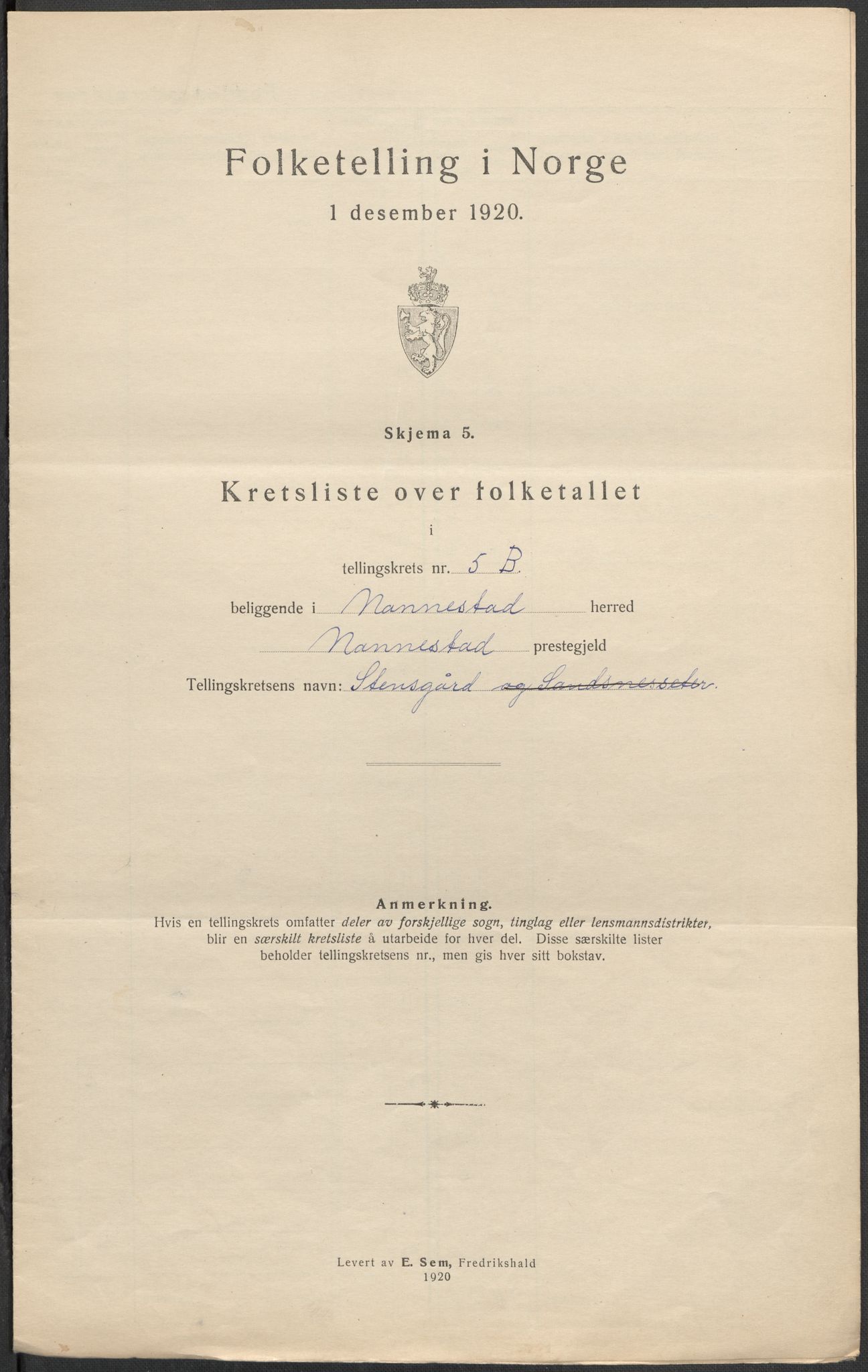SAO, 1920 census for Nannestad, 1920, p. 31
