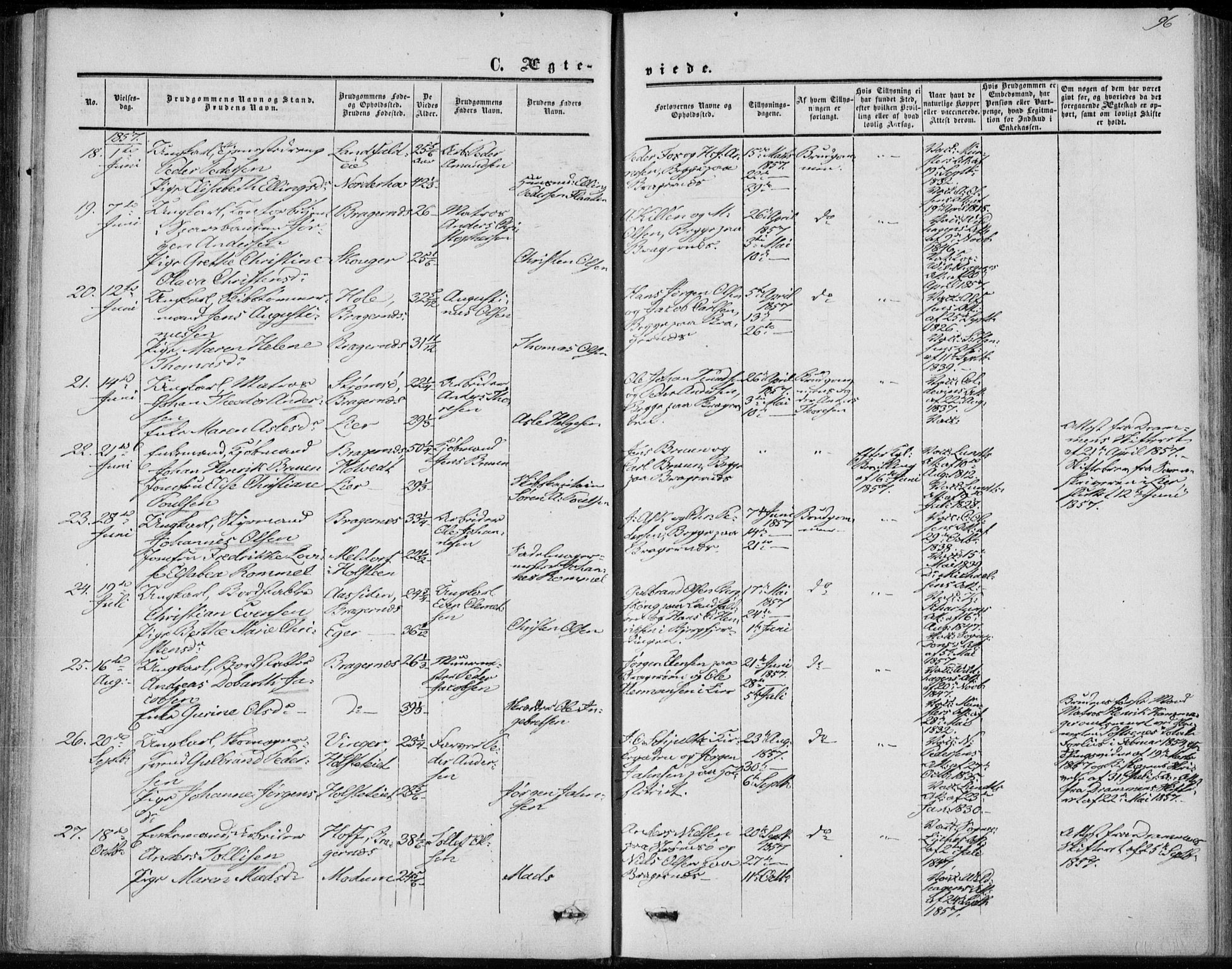 Bragernes kirkebøker, AV/SAKO-A-6/F/Fc/L0002: Parish register (official) no. III 2, 1854-1865, p. 96