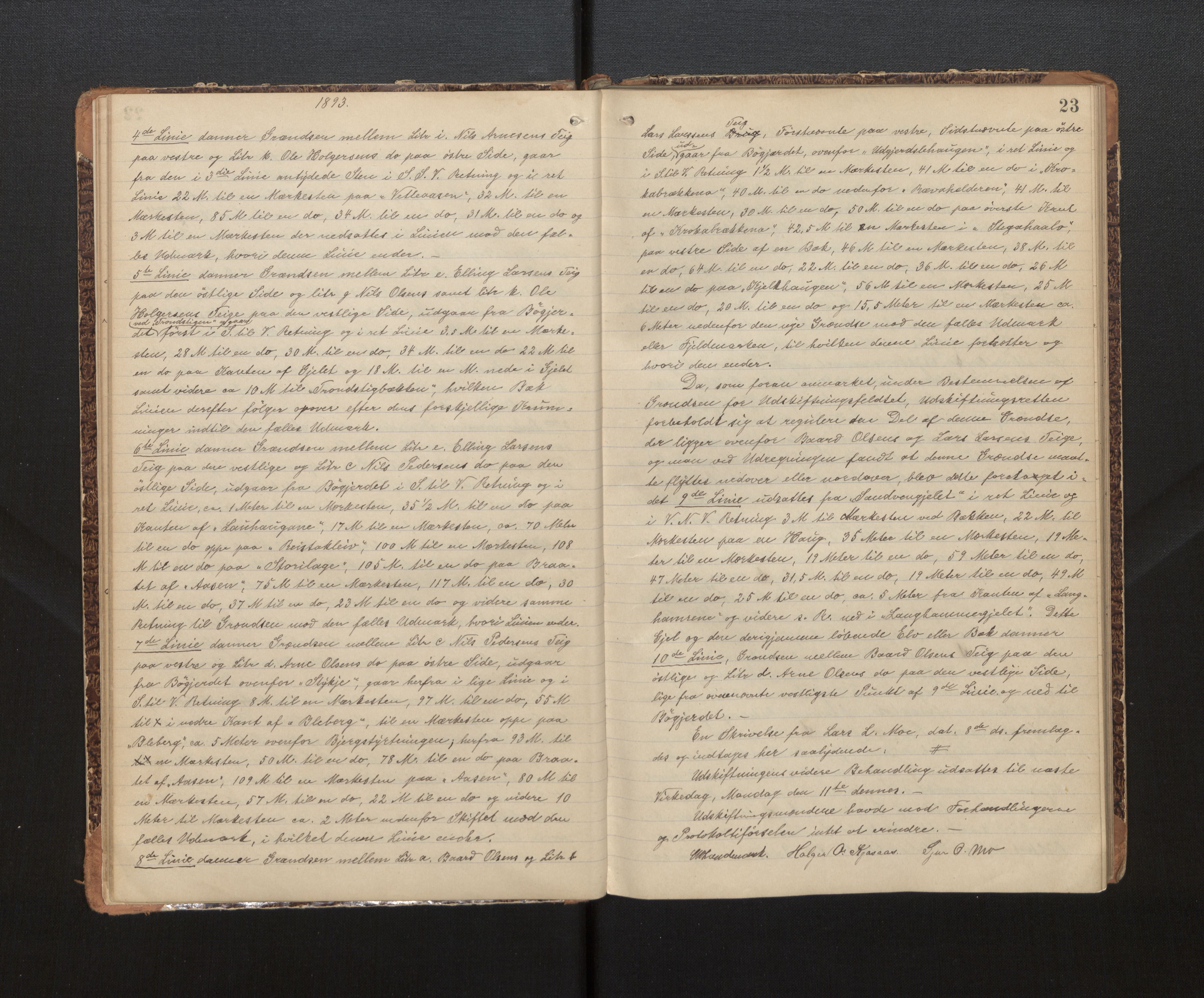 Hordaland jordskiftedøme - IV Hardanger jordskiftedistrikt, AV/SAB-A-7101/A/Aa/L0014: Forhandlingsprotokoll, 1892-1895, p. 22b-23a