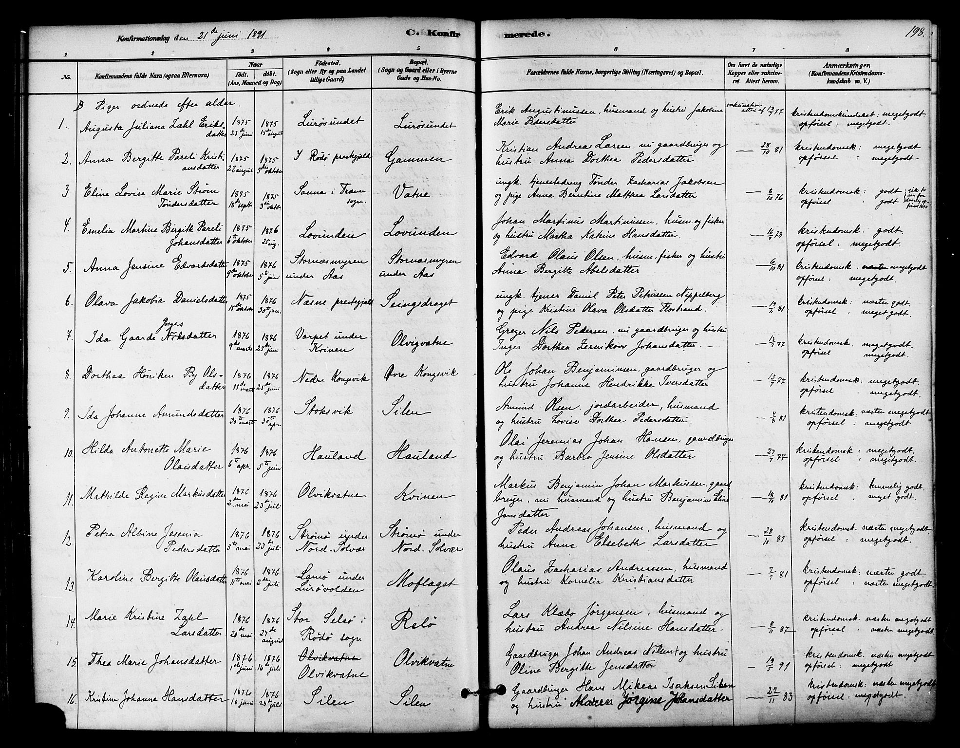 Ministerialprotokoller, klokkerbøker og fødselsregistre - Nordland, SAT/A-1459/839/L0568: Parish register (official) no. 839A05, 1880-1902, p. 198