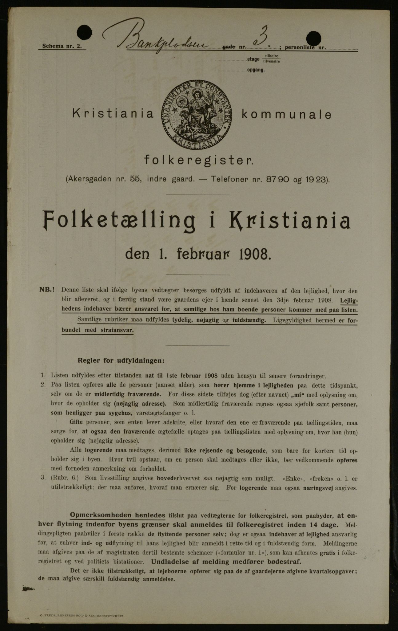 OBA, Municipal Census 1908 for Kristiania, 1908, p. 3337