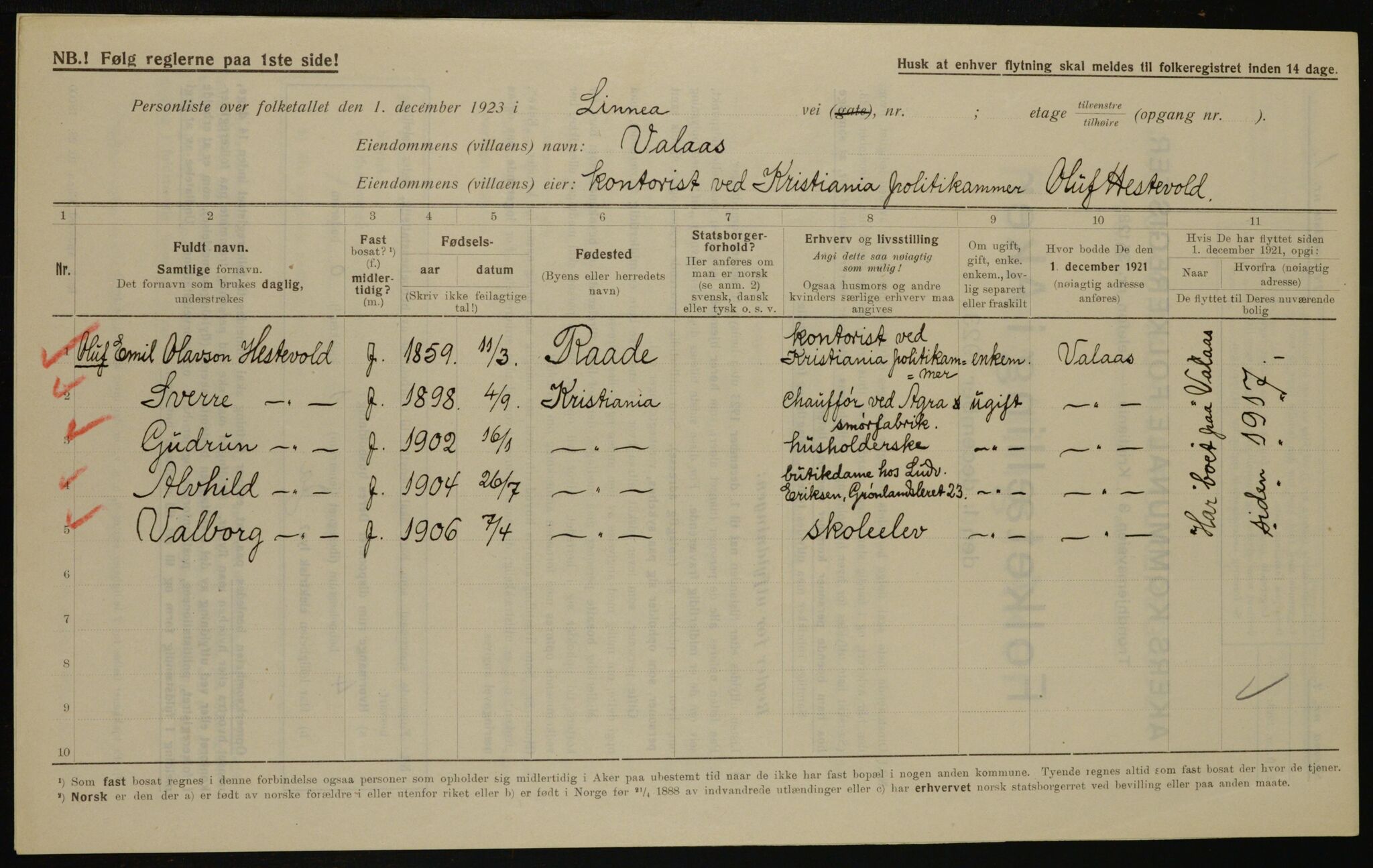 , Municipal Census 1923 for Aker, 1923, p. 40752