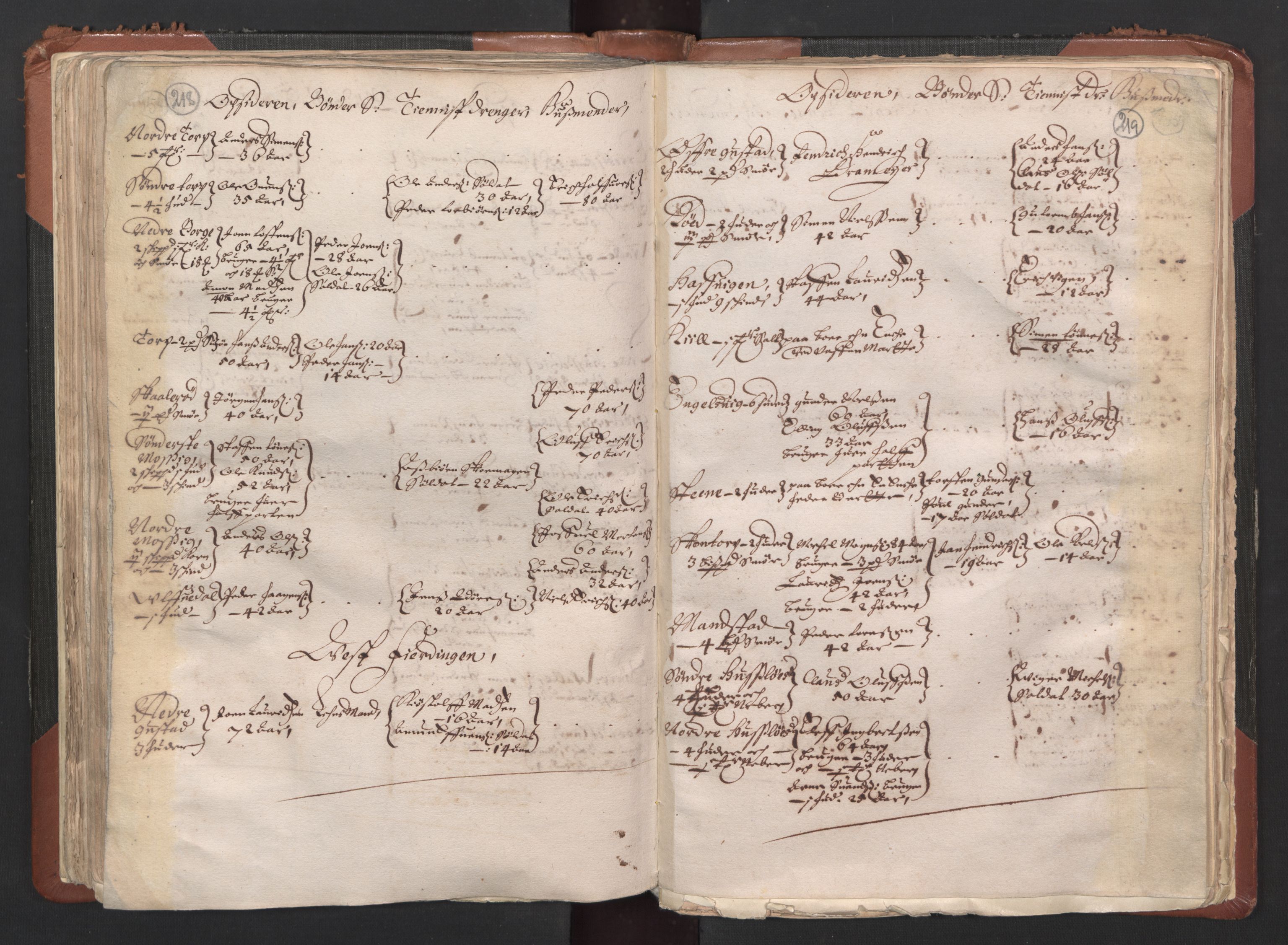 RA, Bailiff's Census 1664-1666, no. 1: Modern Østfold county, 1664, p. 218-219