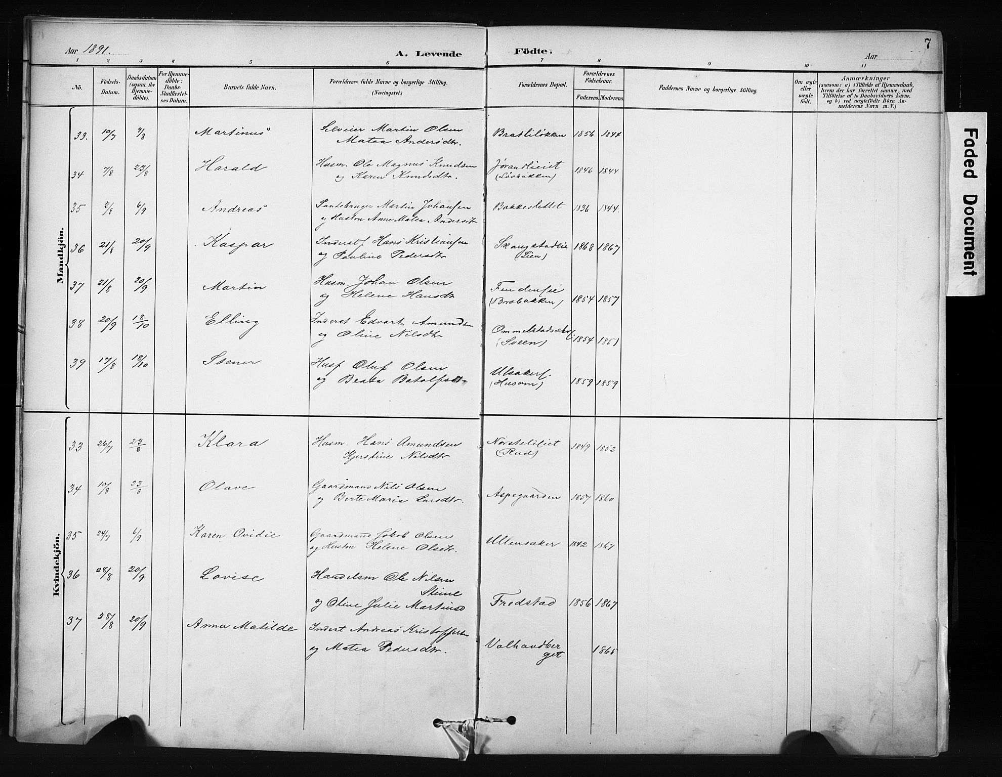 Nordre Land prestekontor, AV/SAH-PREST-124/H/Ha/Hab/L0012: Parish register (copy) no. 12, 1891-1909, p. 7