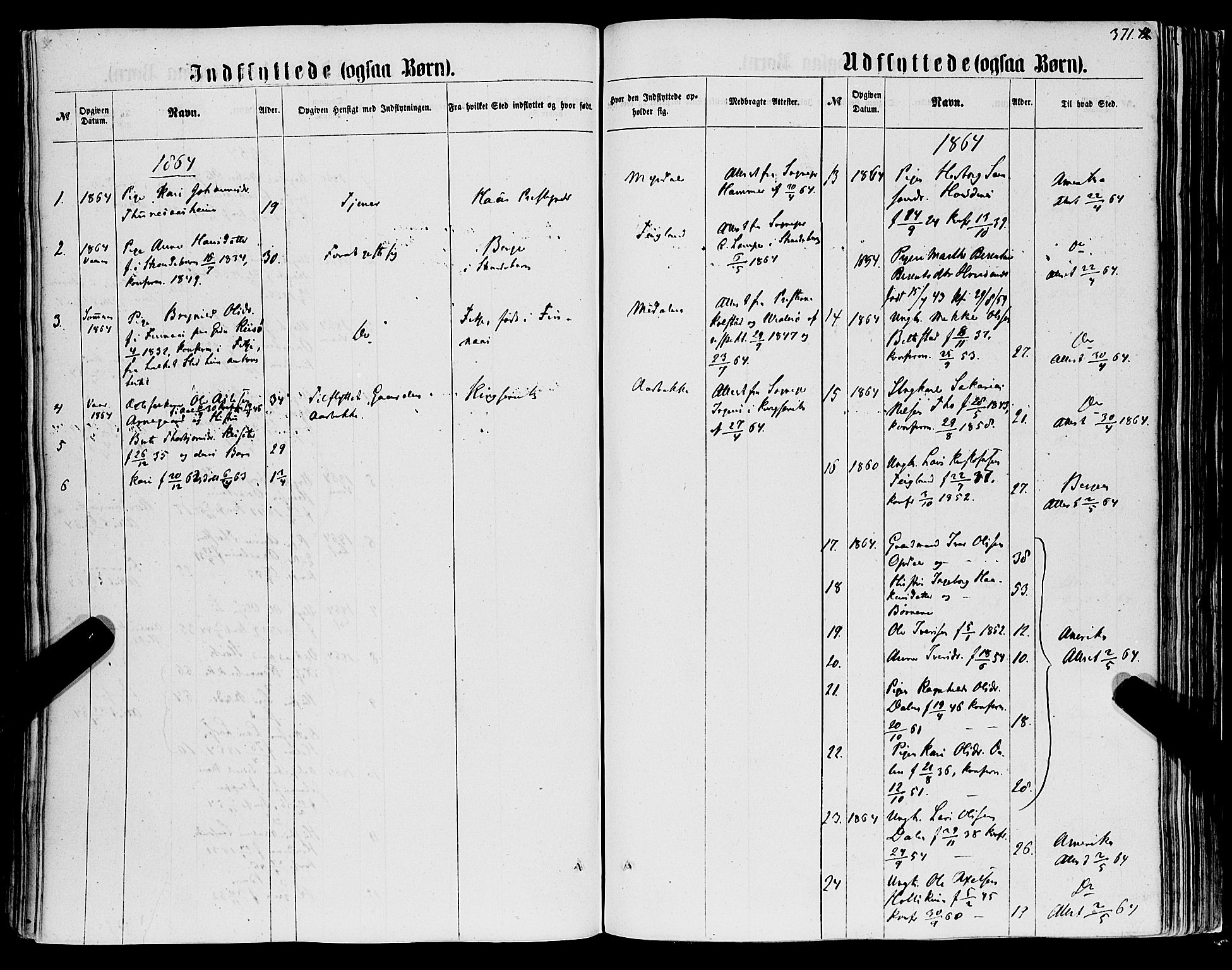 Tysnes sokneprestembete, SAB/A-78601/H/Haa: Parish register (official) no. A 11, 1860-1871, p. 371