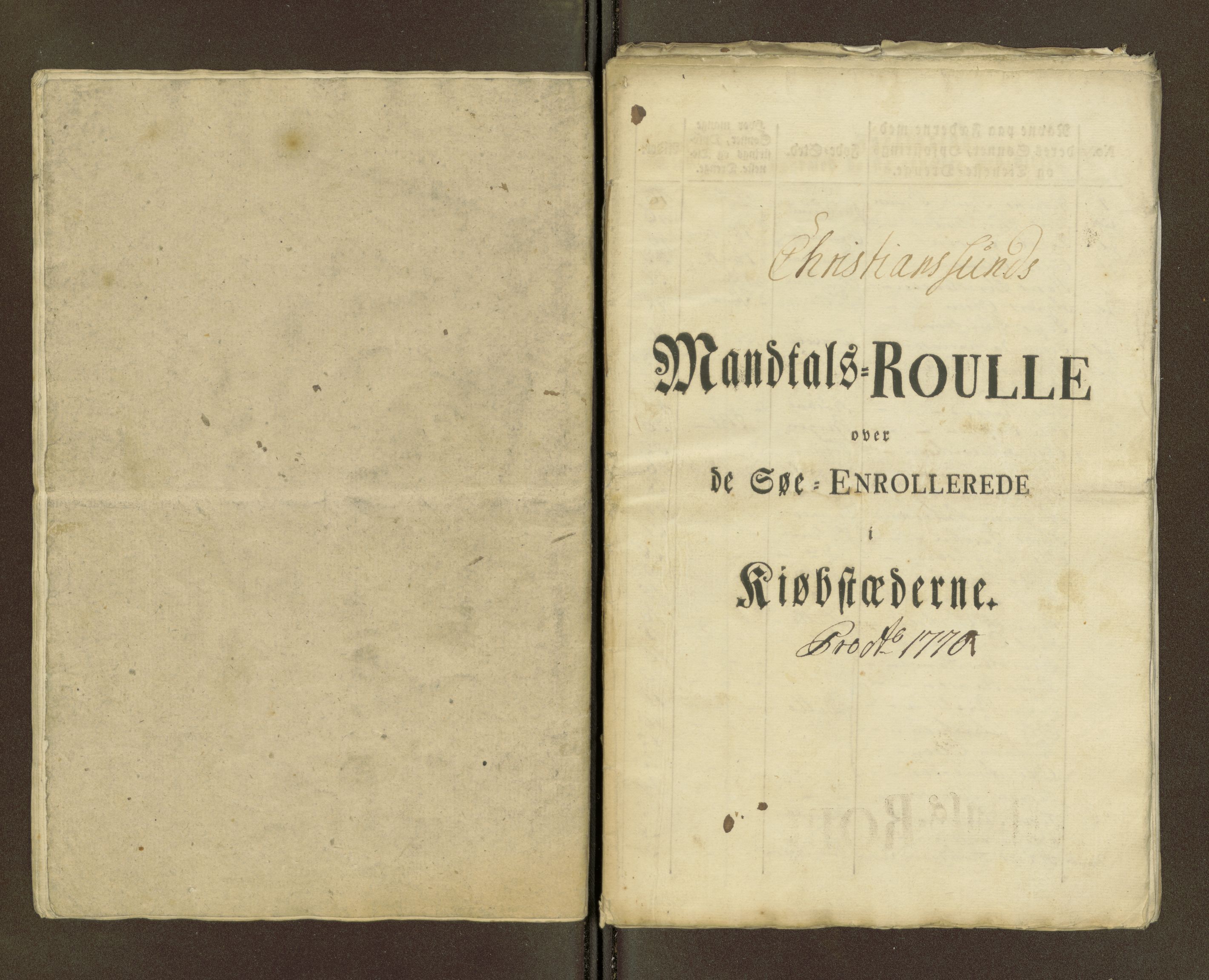 Sjøinnrulleringen - Trondhjemske distrikt, AV/SAT-A-5121/01/L0036/0001: -- / Mantallsrull for Kristiansund krets, 1770-1776, p. 52