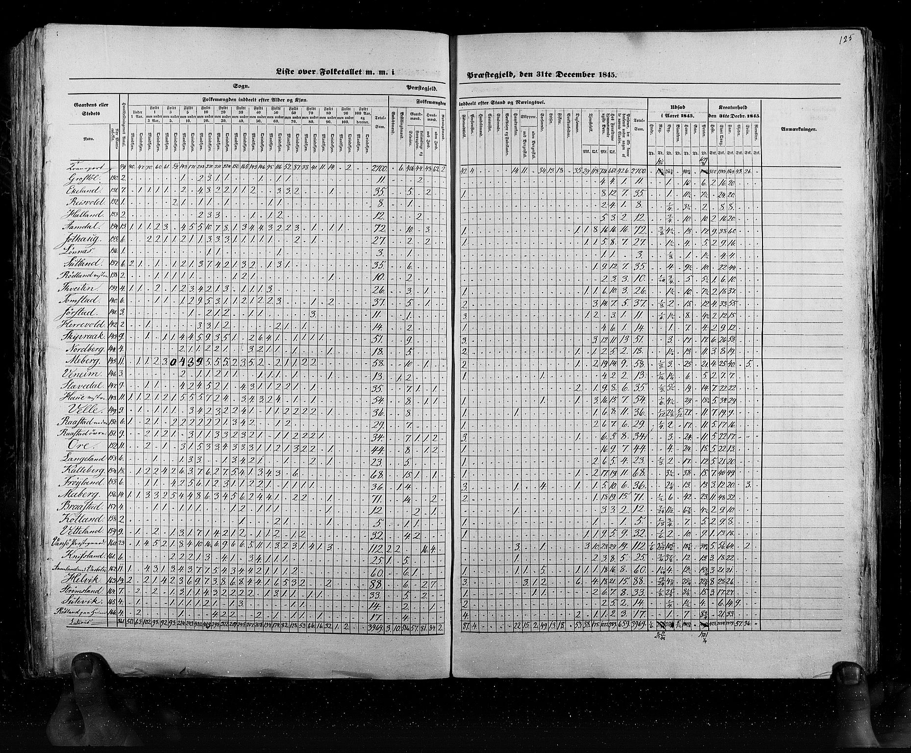 RA, Census 1845, vol. 6: Lister og Mandal amt og Stavanger amt, 1845, p. 125