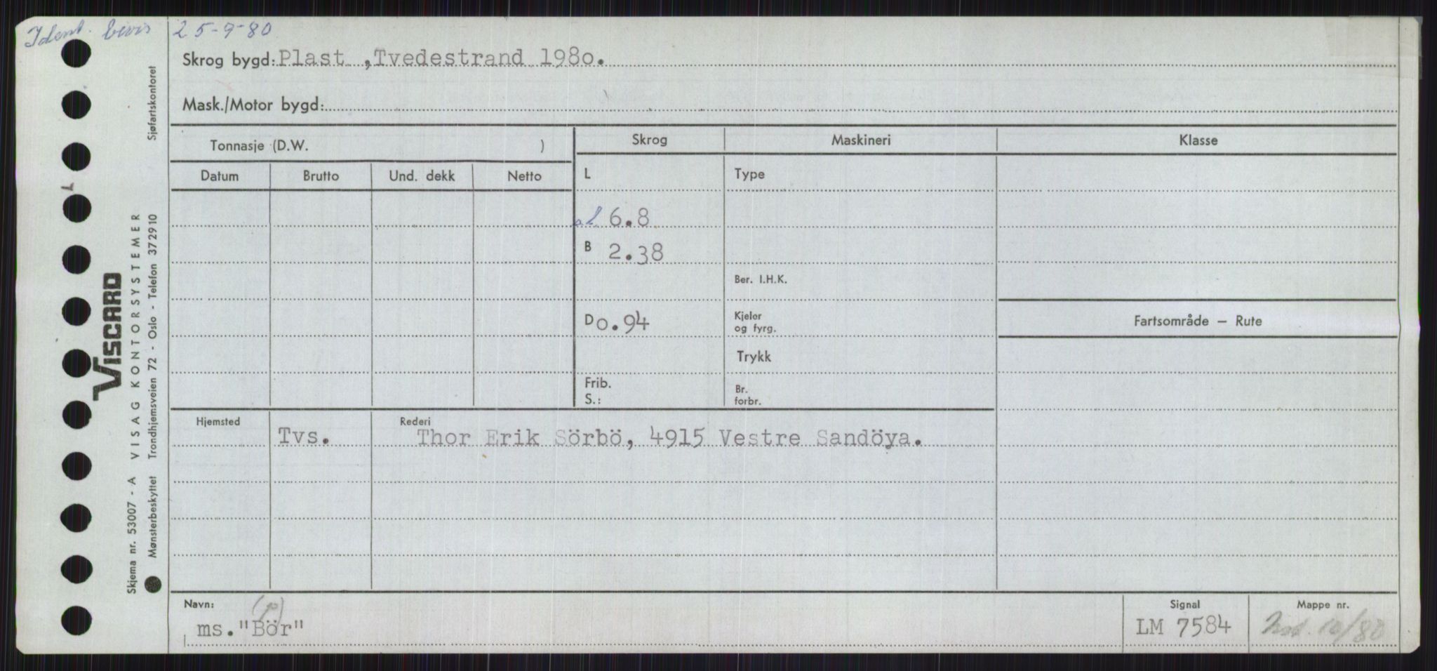 Sjøfartsdirektoratet med forløpere, Skipsmålingen, RA/S-1627/H/Ha/L0001/0002: Fartøy, A-Eig / Fartøy Bjør-Eig, p. 477