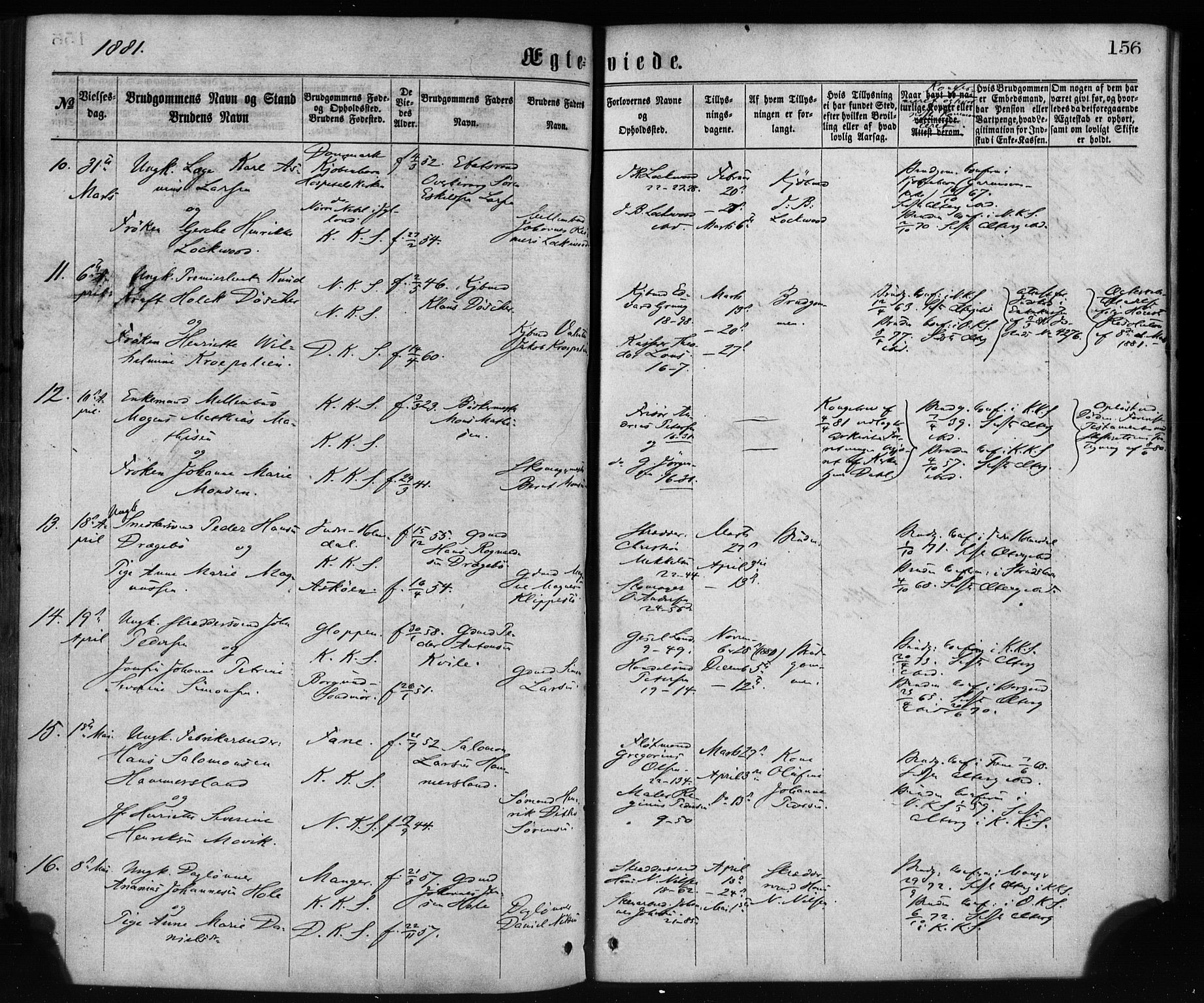 Korskirken sokneprestembete, AV/SAB-A-76101/H/Haa/L0036: Parish register (official) no. D 3, 1867-1882, p. 156