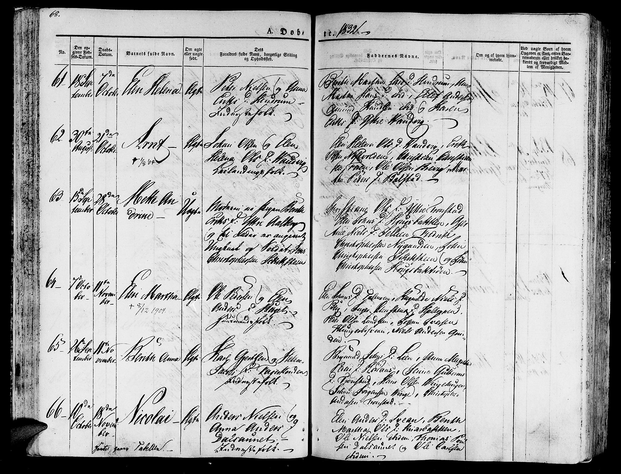 Ministerialprotokoller, klokkerbøker og fødselsregistre - Nord-Trøndelag, AV/SAT-A-1458/701/L0006: Parish register (official) no. 701A06, 1825-1841, p. 68