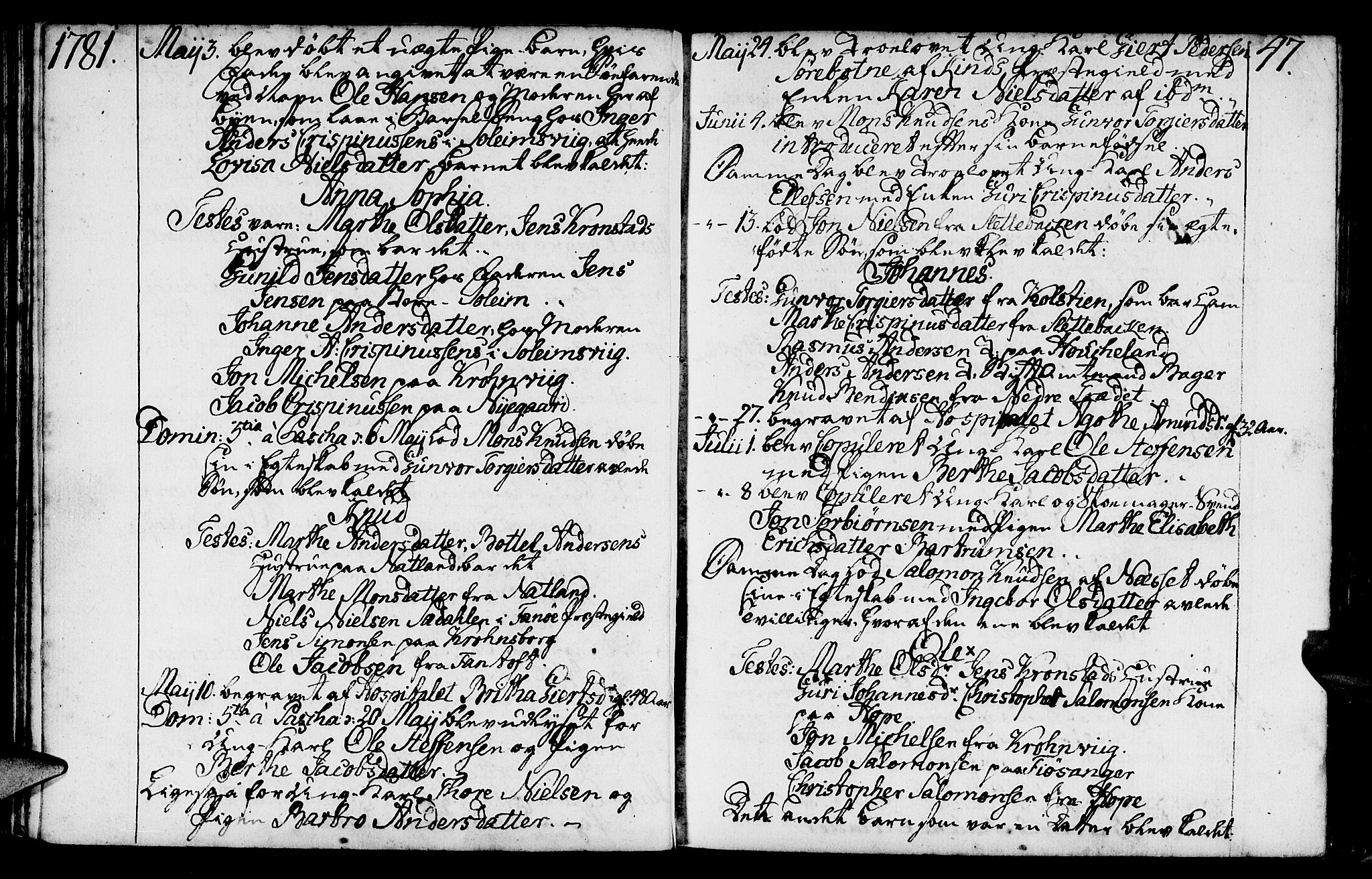 St. Jørgens hospital og Årstad sokneprestembete, AV/SAB-A-99934: Parish register (official) no. A 2, 1766-1814, p. 47