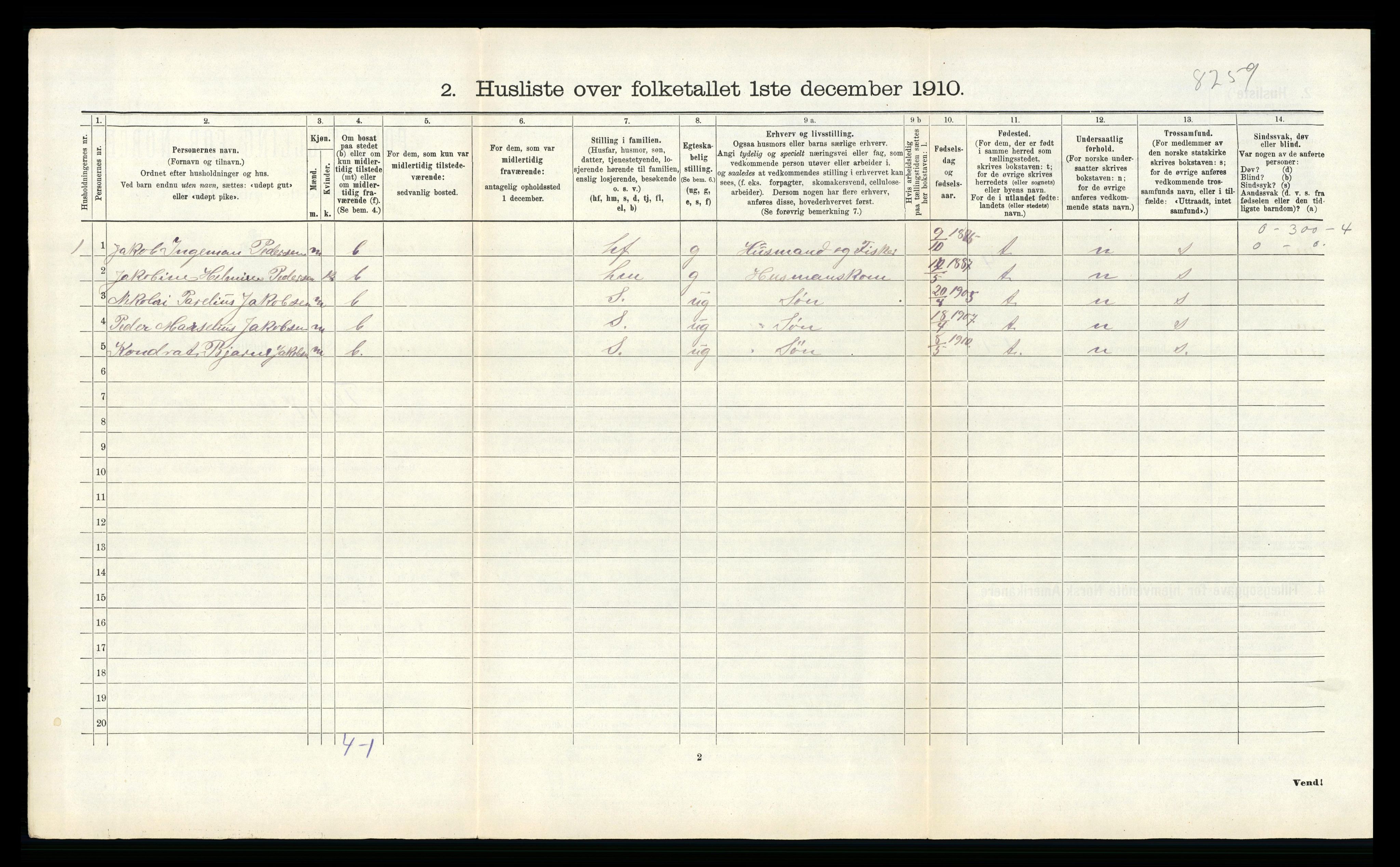 RA, 1910 census for Tysfjord, 1910, p. 500