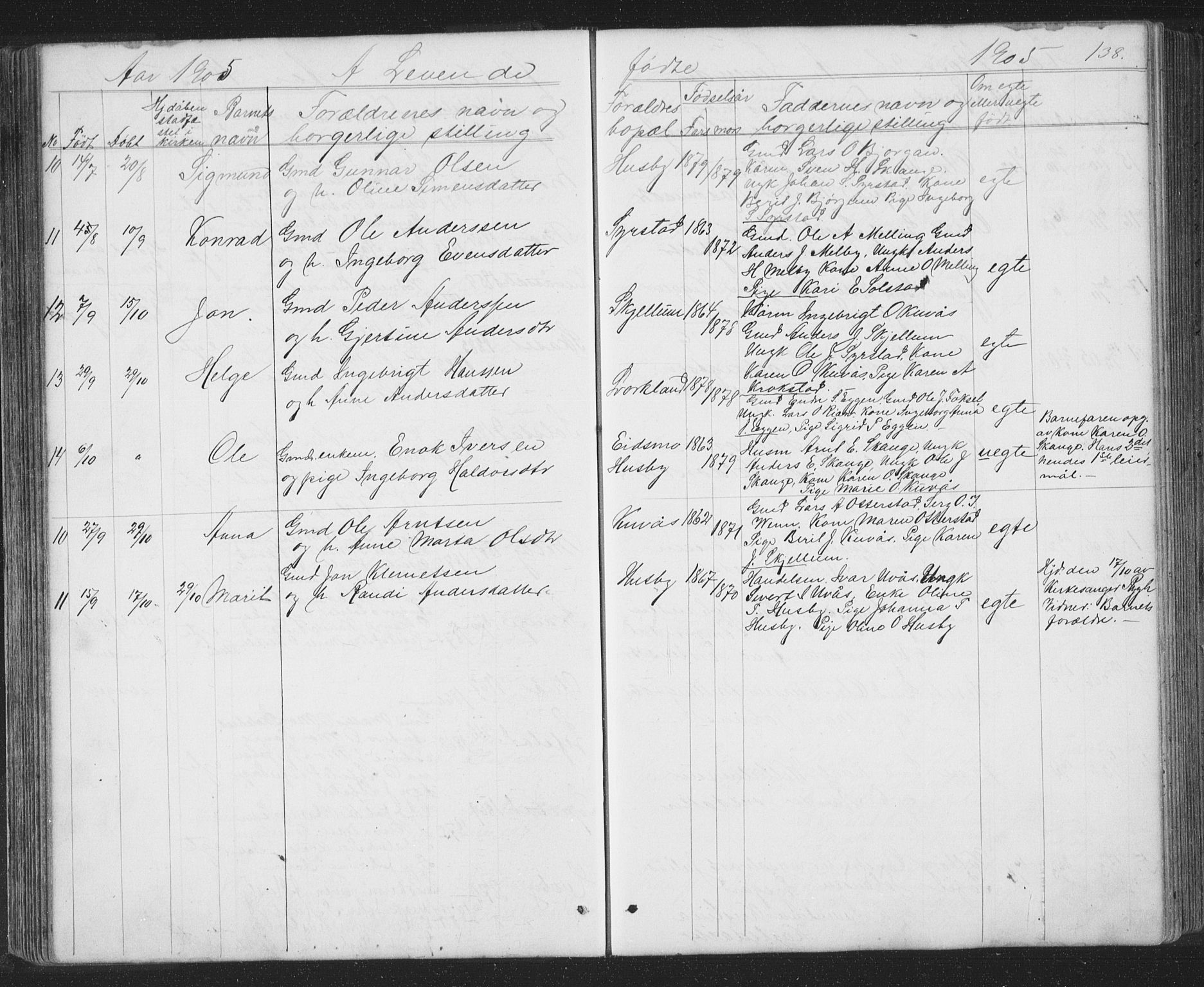 Ministerialprotokoller, klokkerbøker og fødselsregistre - Sør-Trøndelag, SAT/A-1456/667/L0798: Parish register (copy) no. 667C03, 1867-1929, p. 138