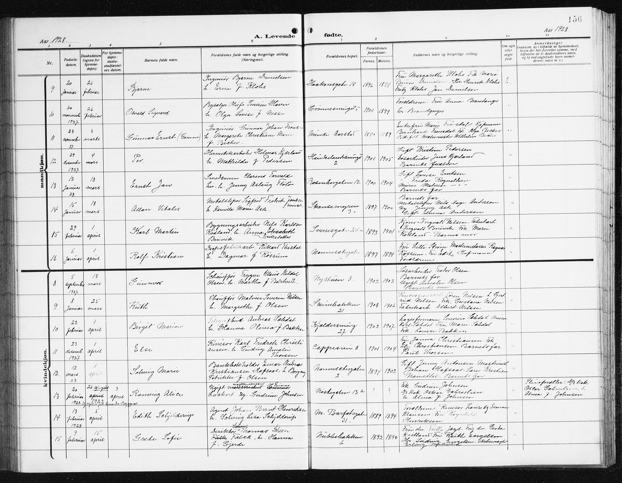 Domkirken sokneprestembete, AV/SAB-A-74801/H/Hab/L0018: Parish register (copy) no. B 11, 1915-1942, p. 156