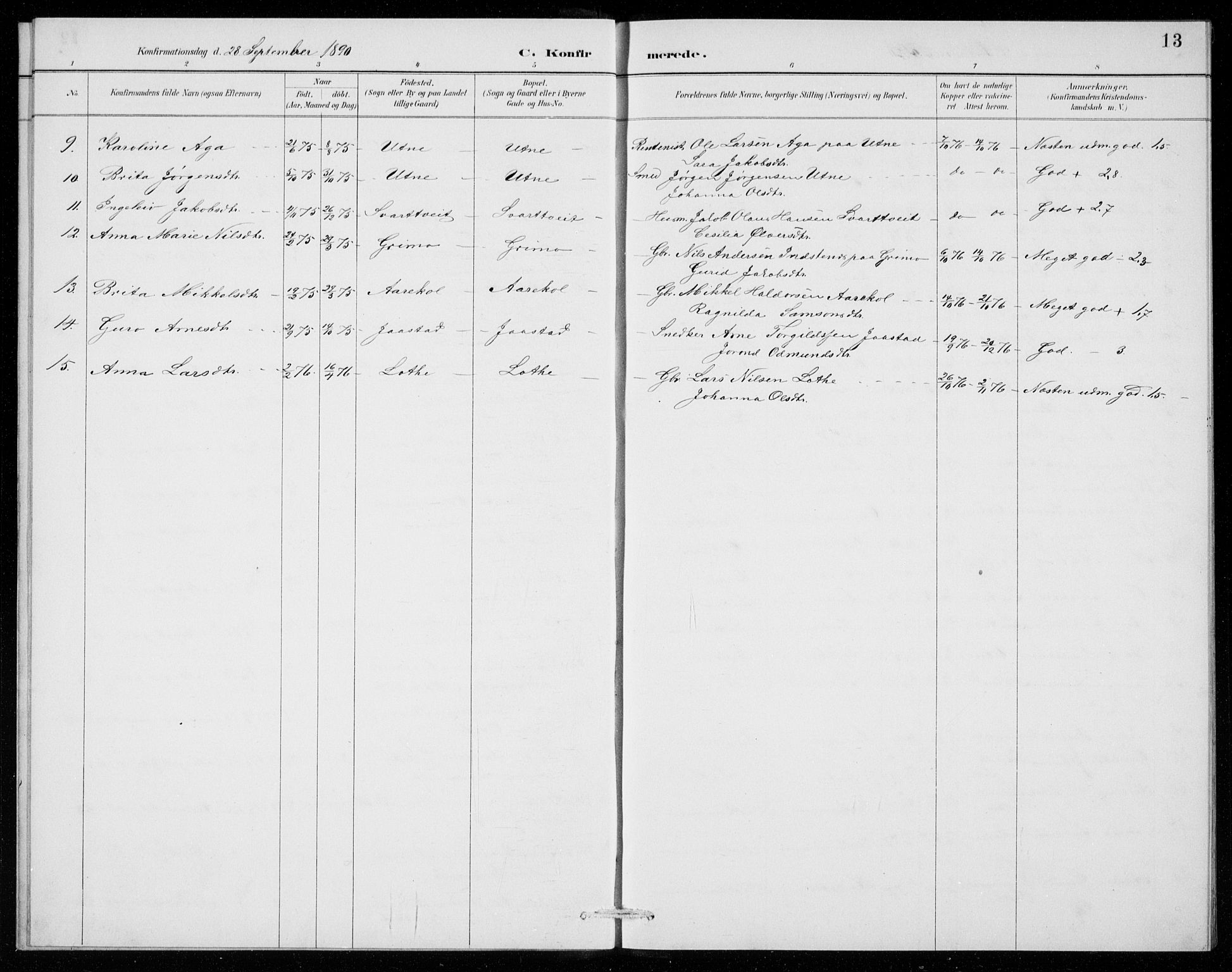 Ullensvang sokneprestembete, SAB/A-78701/H/Hab: Parish register (copy) no. E  8, 1887-1923, p. 13