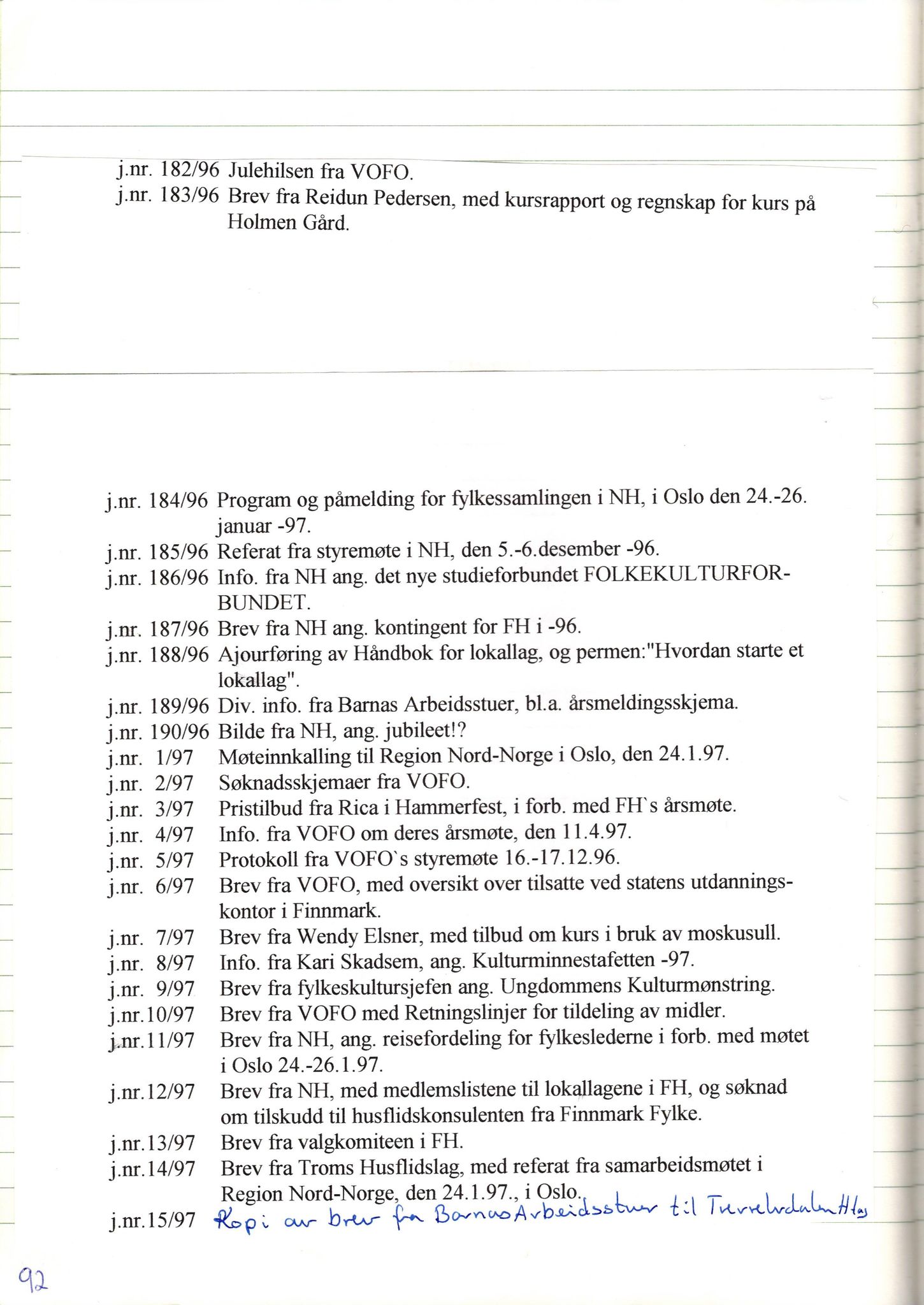 Finnmark Husflidslag, FMFB/A-1134/A/L0004: Møtebok, 1995-2000, p. 96