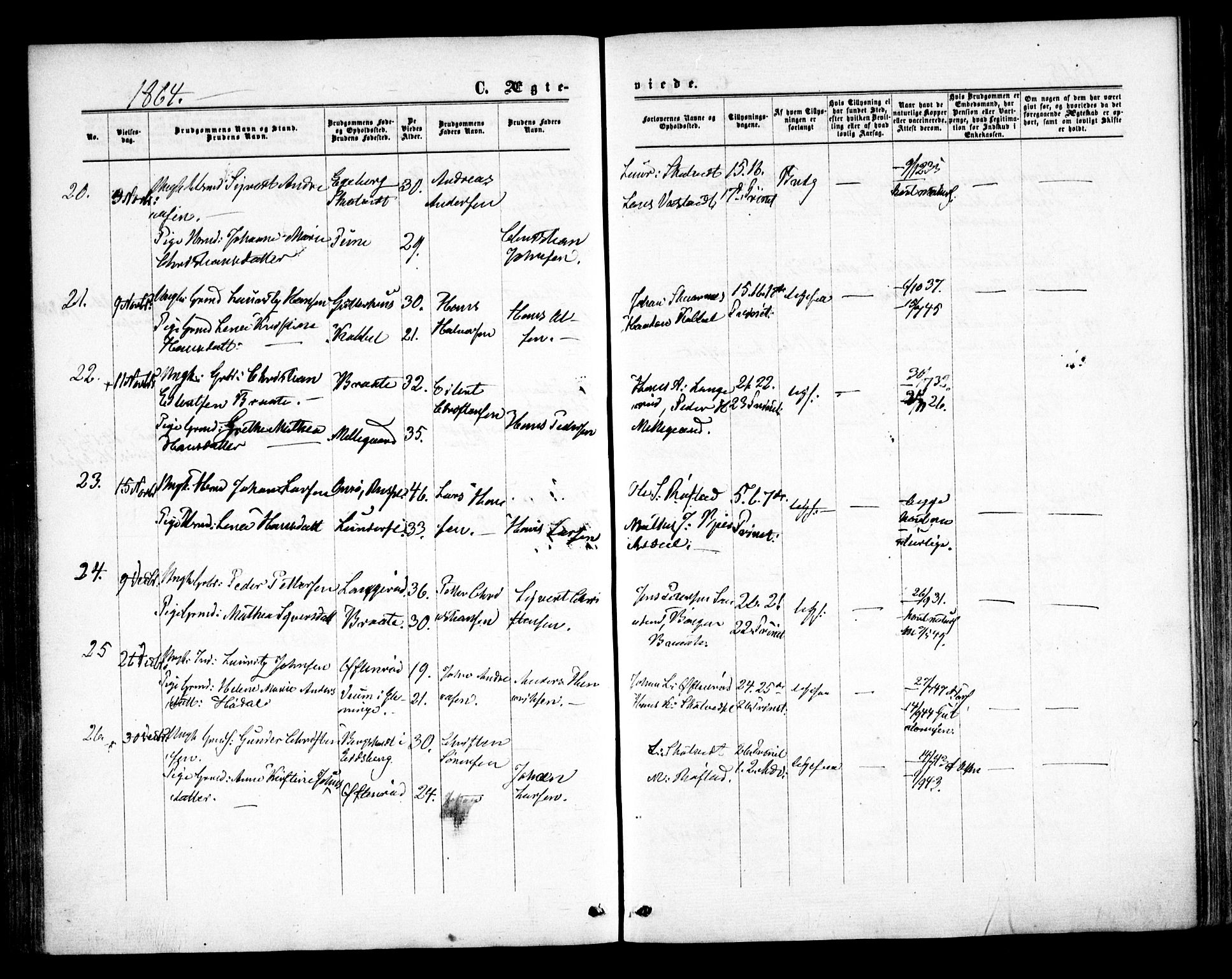 Våler prestekontor Kirkebøker, SAO/A-11083/F/Fa/L0008: Parish register (official) no. I 8, 1862-1876