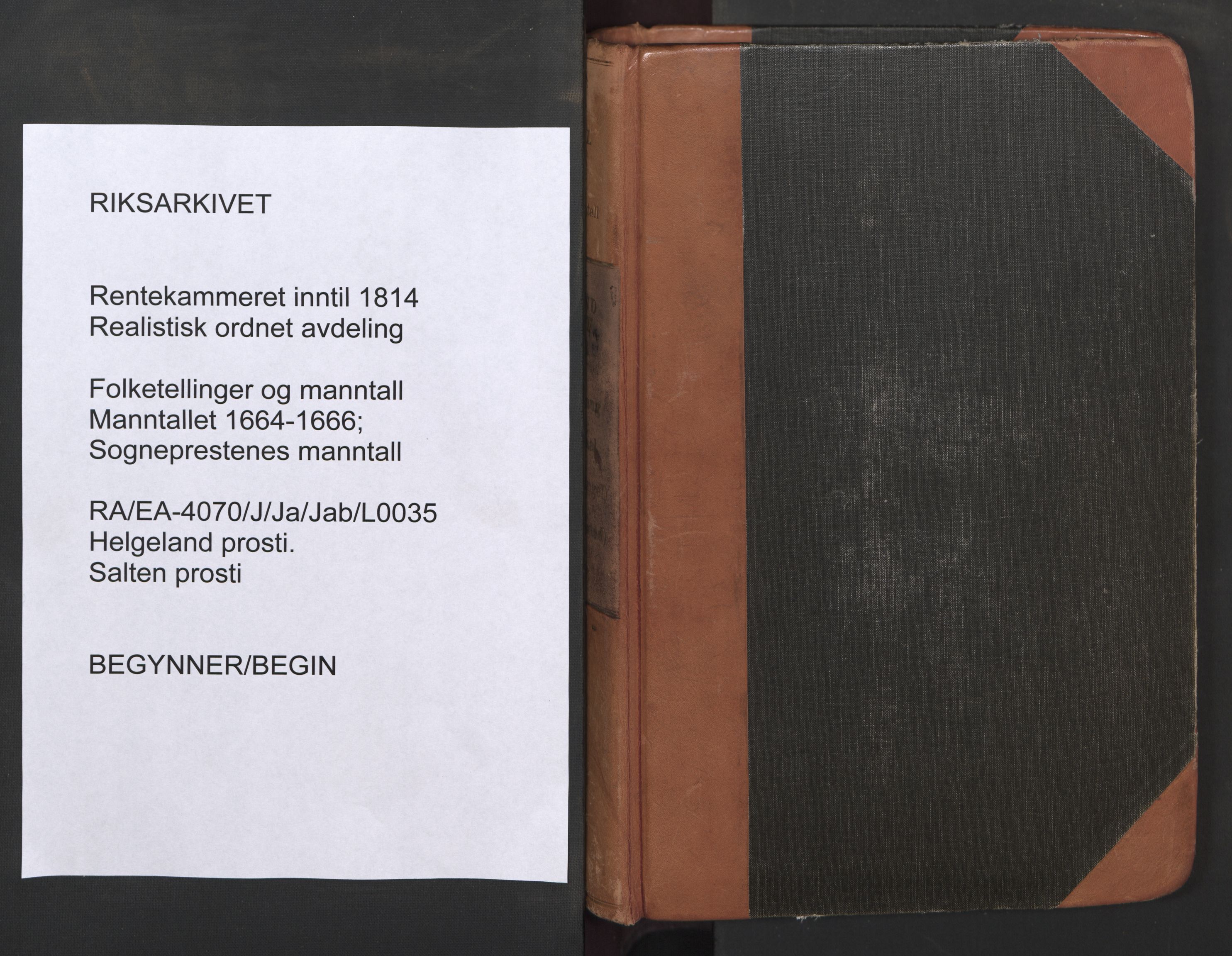 RA, Vicar's Census 1664-1666, no. 35: Helgeland deanery and Salten deanery, 1664-1666