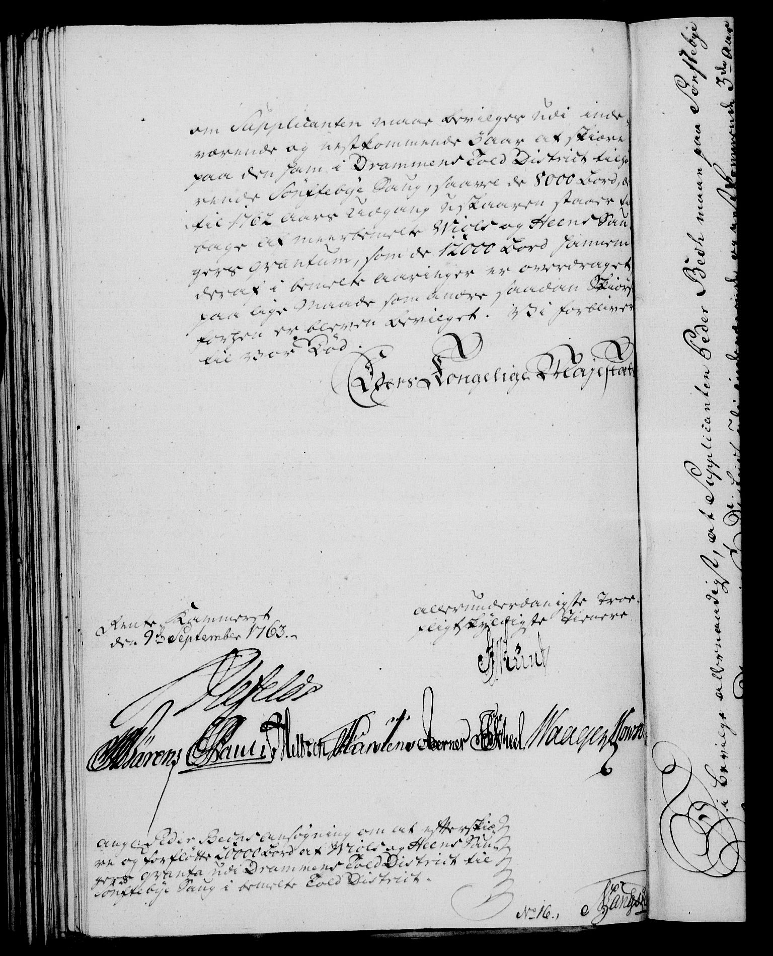 Rentekammeret, Kammerkanselliet, RA/EA-3111/G/Gf/Gfa/L0045: Norsk relasjons- og resolusjonsprotokoll (merket RK 52.45), 1763, p. 406