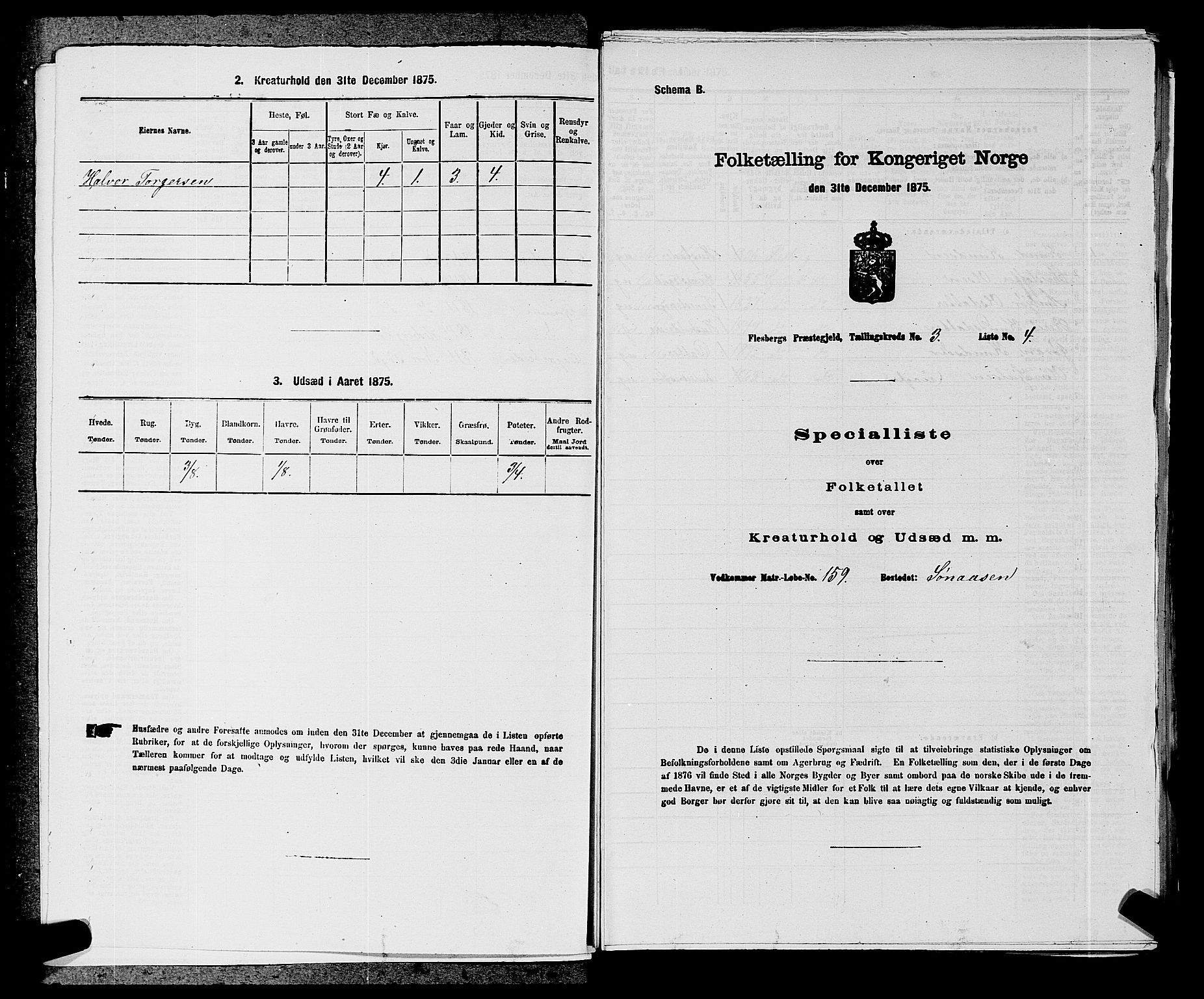 SAKO, 1875 census for 0631P Flesberg, 1875, p. 538