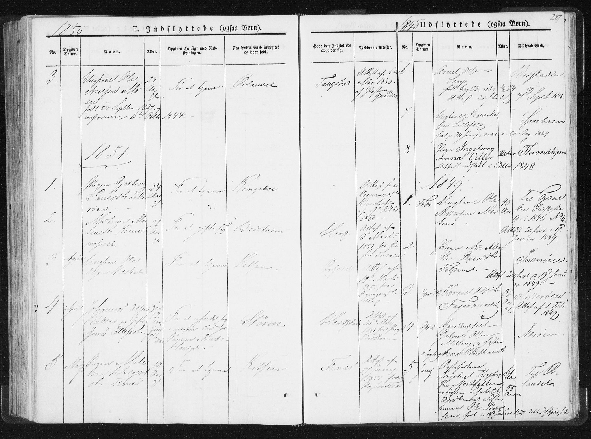 Ministerialprotokoller, klokkerbøker og fødselsregistre - Nord-Trøndelag, SAT/A-1458/744/L0418: Parish register (official) no. 744A02, 1843-1866, p. 287