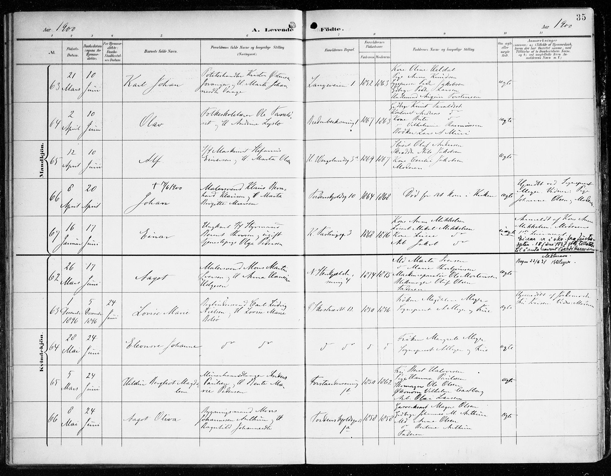 Korskirken sokneprestembete, SAB/A-76101/H/Haa/L0023: Parish register (official) no. B 9, 1899-1908, p. 35