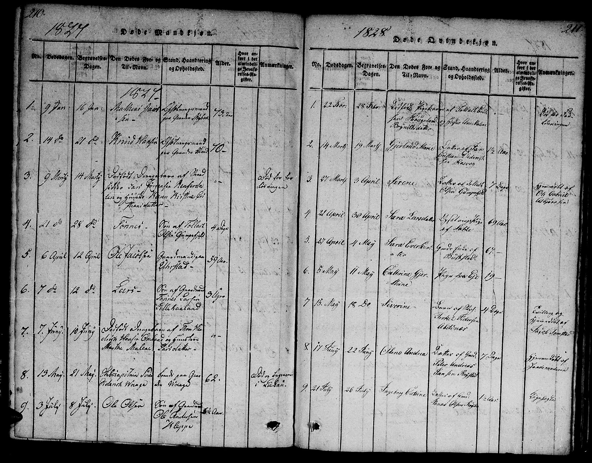 Flekkefjord sokneprestkontor, AV/SAK-1111-0012/F/Fa/Fab/L0003: Parish register (official) no. A 3, 1815-1830, p. 210-211