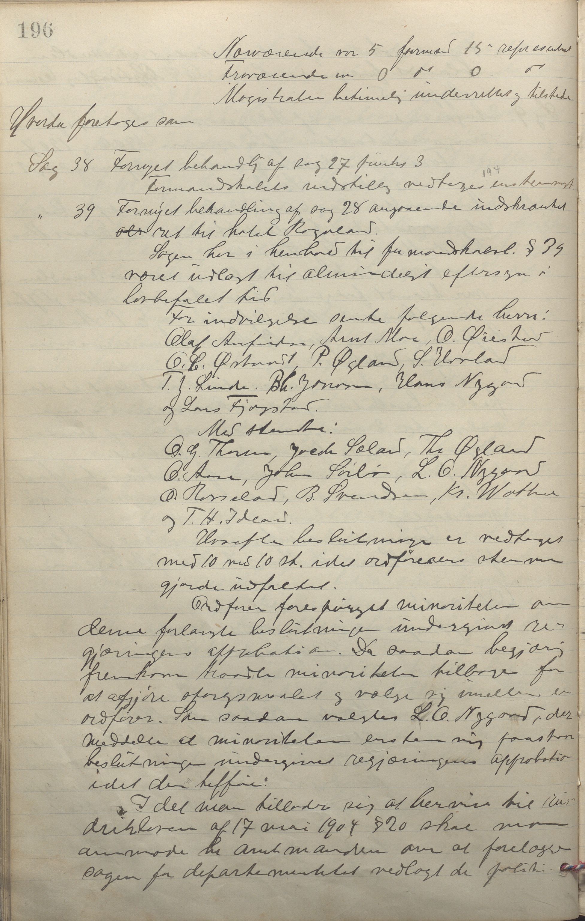 Sandnes kommune - Formannskapet og Bystyret, IKAR/K-100188/Aa/L0006: Møtebok, 1902-1909, p. 196