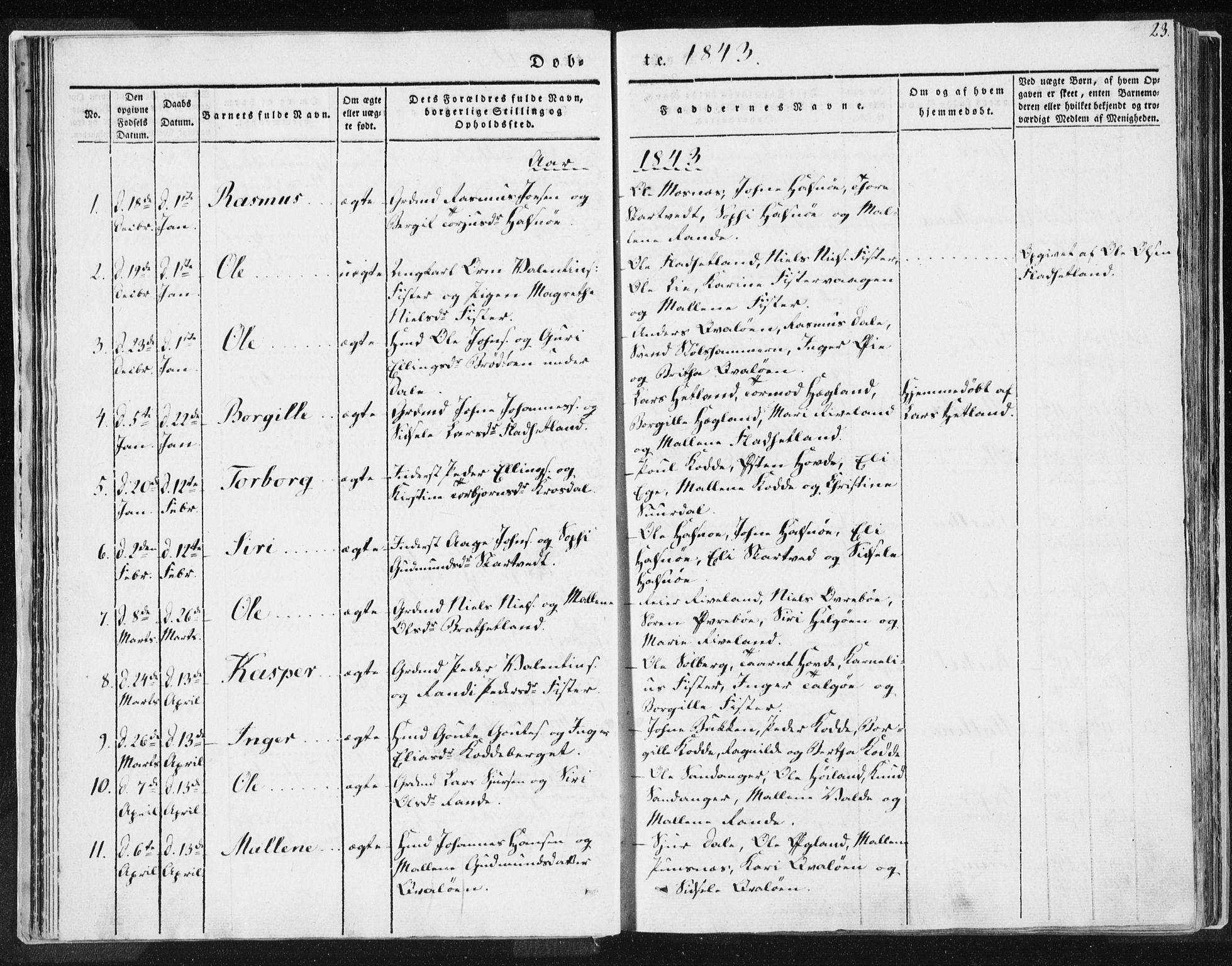 Hjelmeland sokneprestkontor, AV/SAST-A-101843/01/IV/L0007: Parish register (official) no. A 7, 1834-1850, p. 23