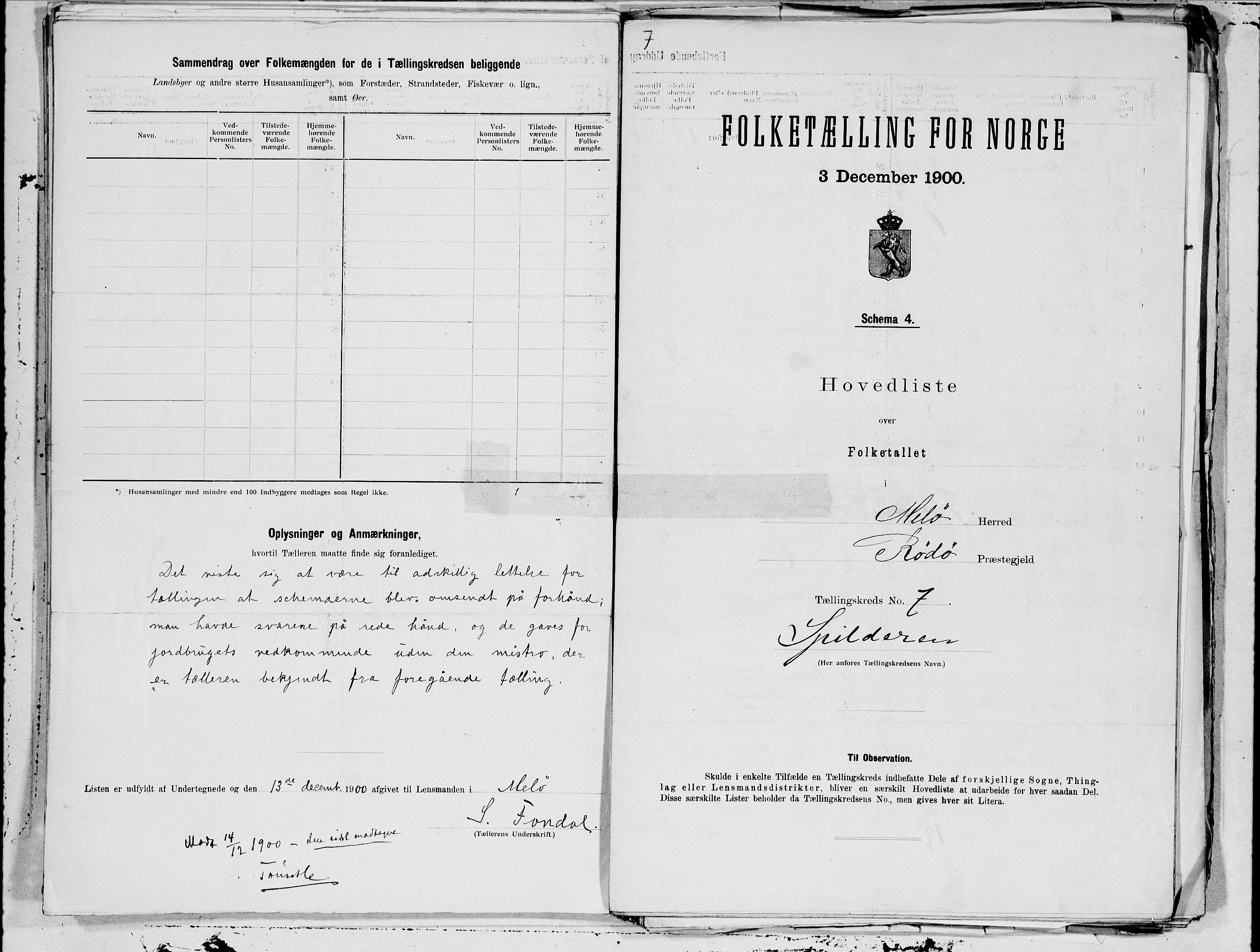 SAT, 1900 census for Meløy, 1900, p. 14