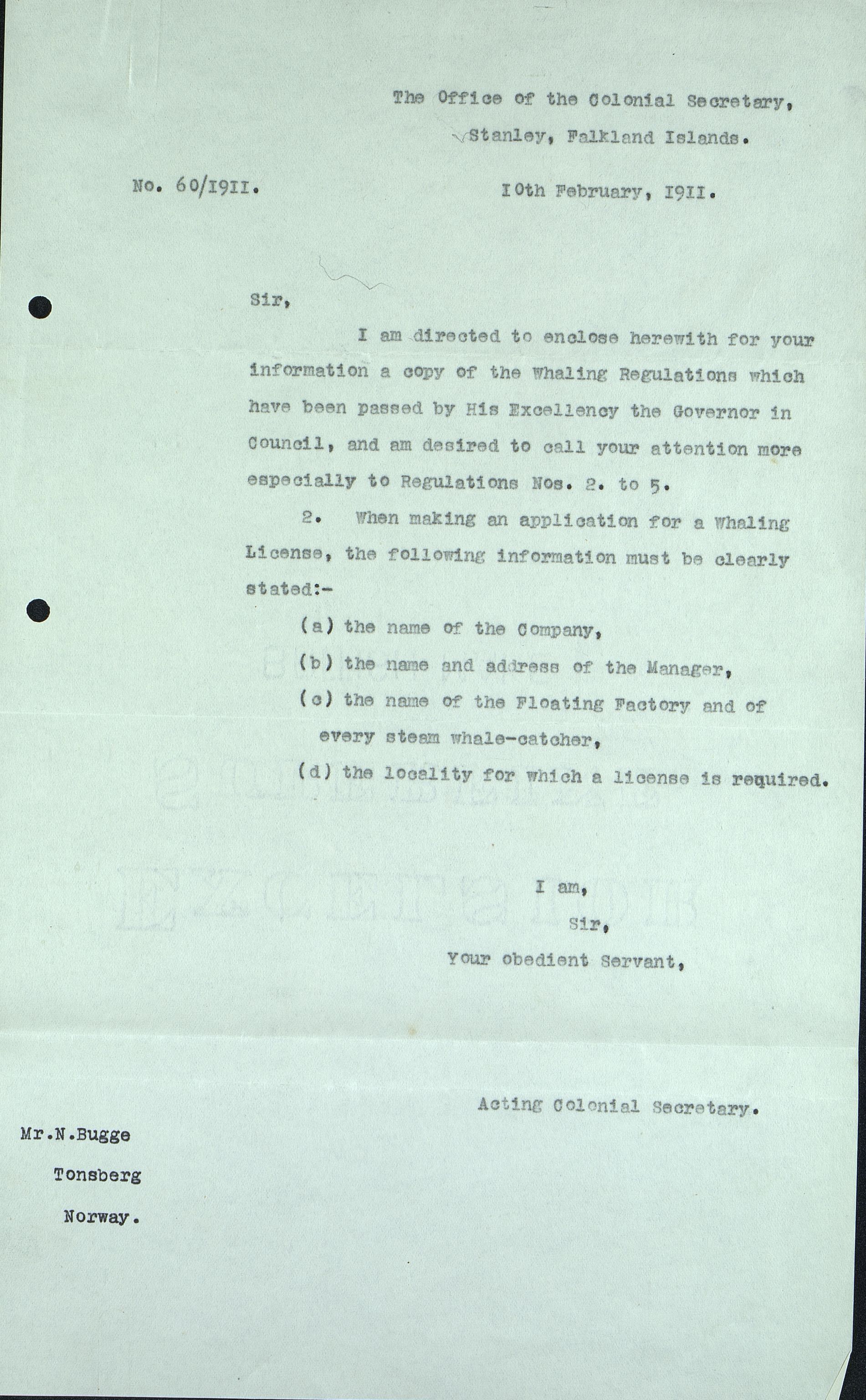 Pa 258 - N. Bugge AS, VEMU/A-1326/E/Ea/L0001/0001: Lisensavtaler og korrespondanse med Britiske myndigheter / The Crown Agents for the Colonies, 1911-1920