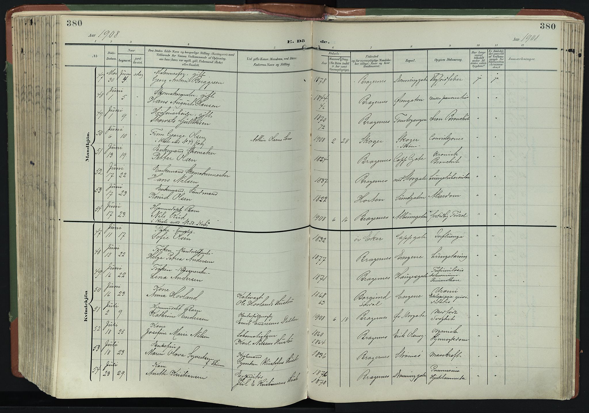 Bragernes kirkebøker, AV/SAKO-A-6/F/Fb/L0009: Parish register (official) no. II 9, 1902-1911, p. 380