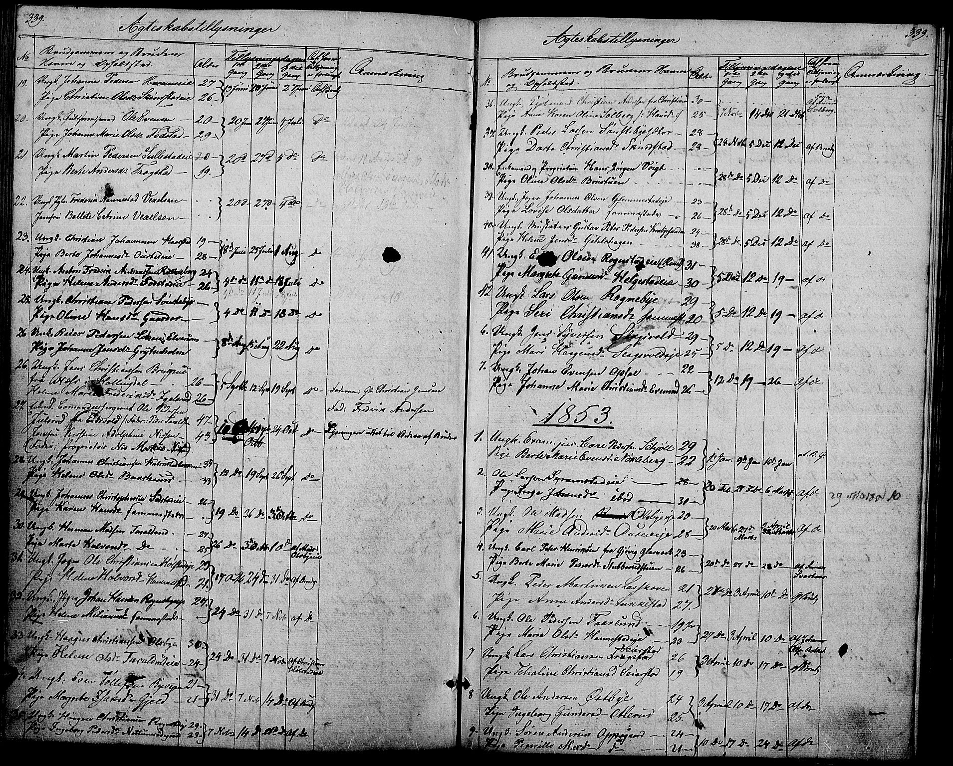 Østre Toten prestekontor, SAH/PREST-104/H/Ha/Hab/L0003: Parish register (copy) no. 3, 1848-1857, p. 339