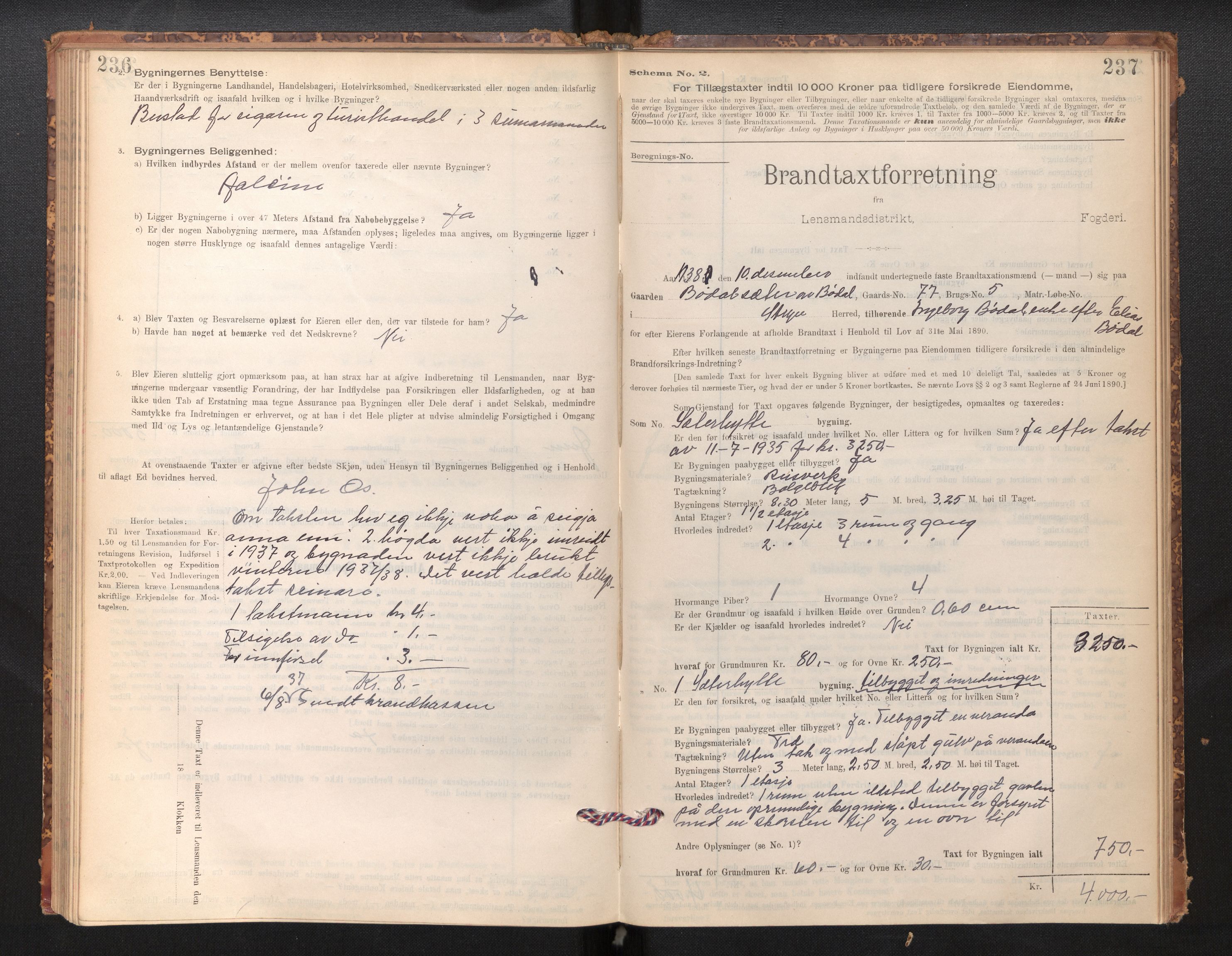 Lensmannen i Stryn og Innvik, SAB/A-30201/0012/L0002: Branntakstprotokoll, skjematakst, 1894-1942, p. 236-237