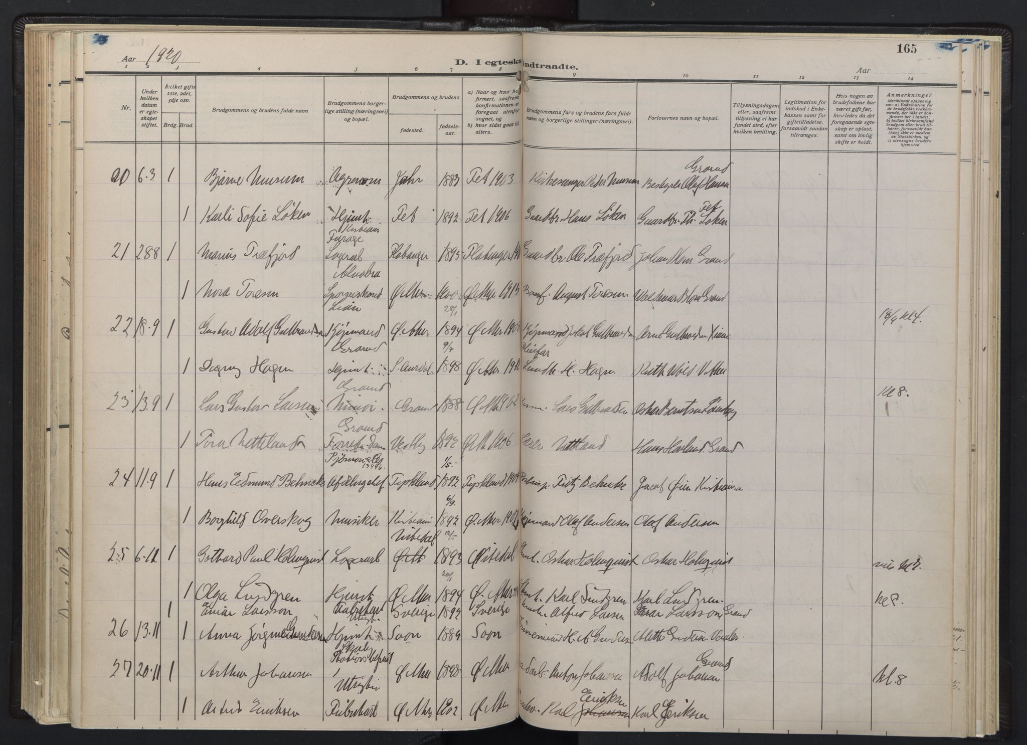 Østre Aker prestekontor Kirkebøker, AV/SAO-A-10840/F/Fb/L0002: Parish register (official) no. II 2, 1918-1930, p. 165