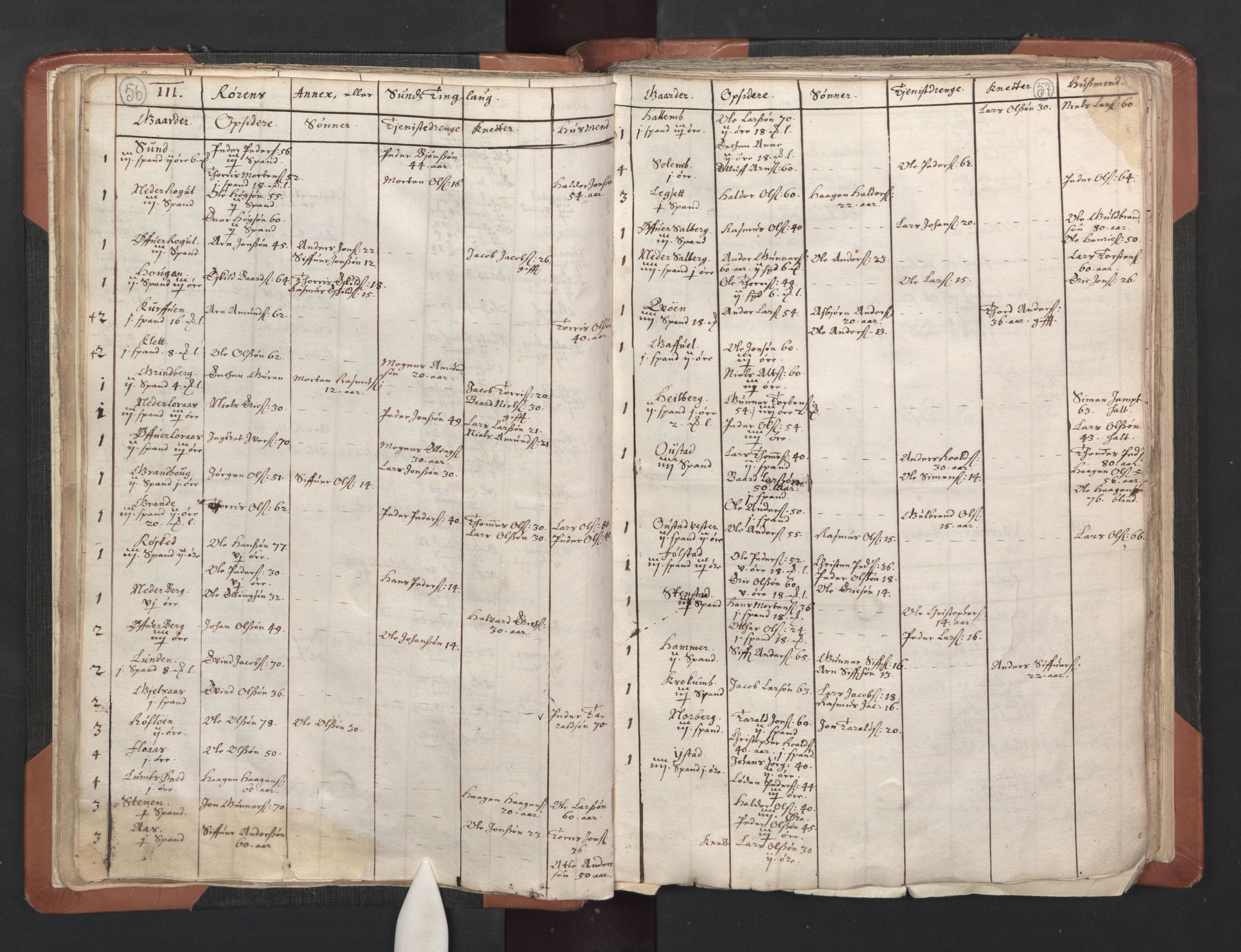 RA, Vicar's Census 1664-1666, no. 33: Innherad deanery, 1664-1666, p. 56-57