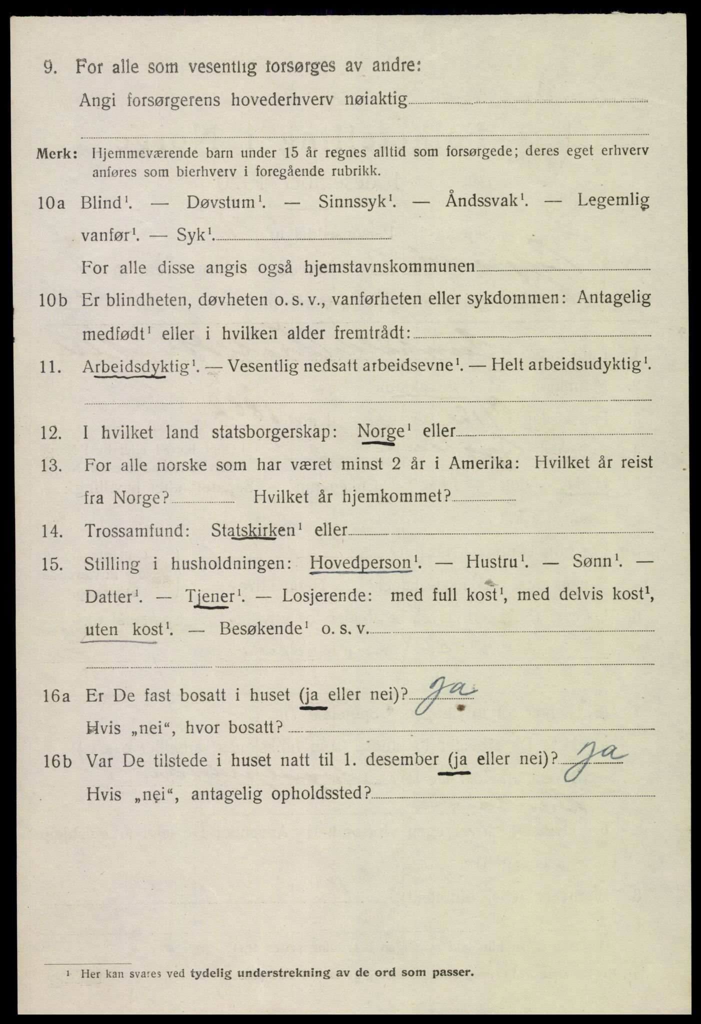 SAK, 1920 census for Bygland, 1920, p. 3698