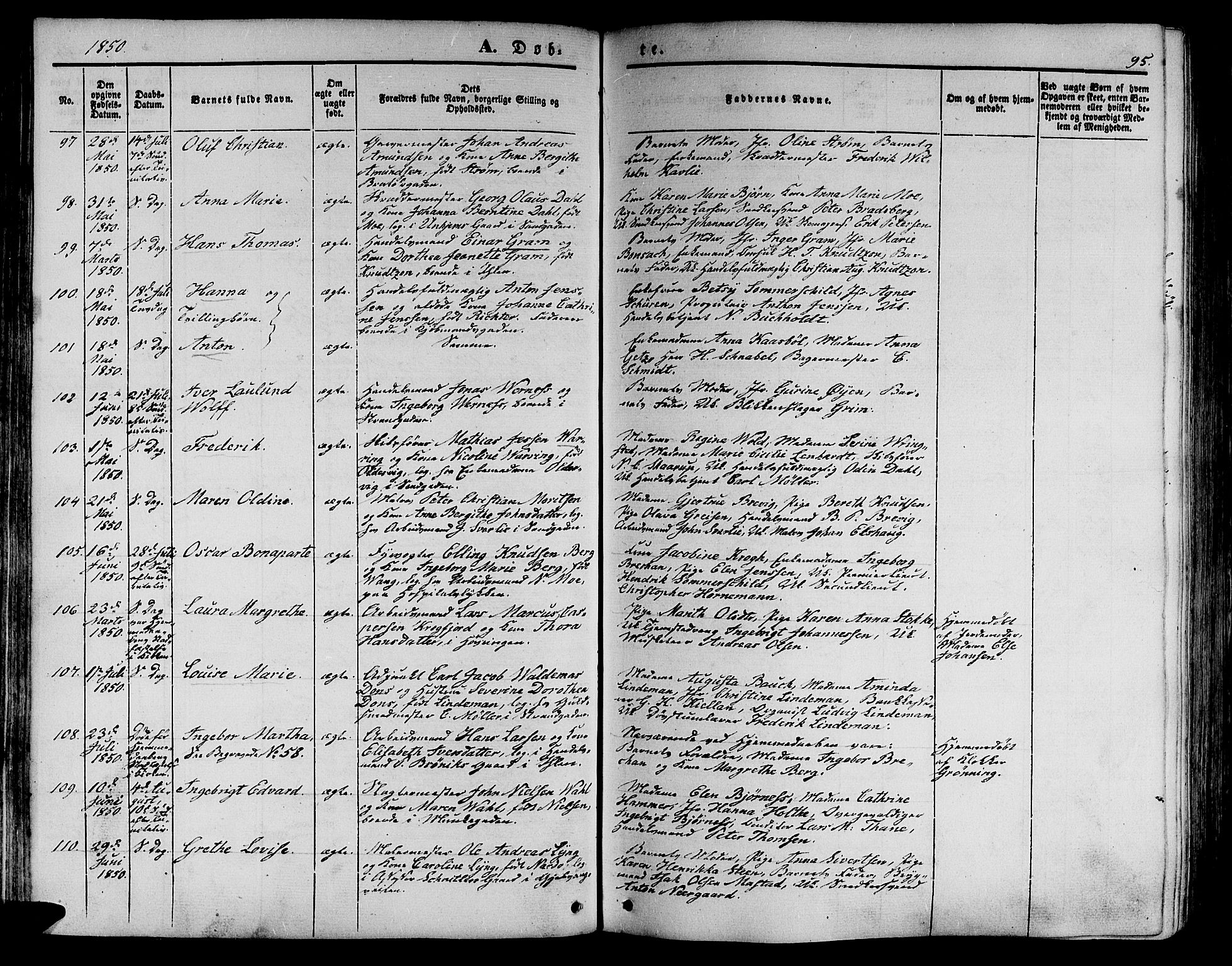 Ministerialprotokoller, klokkerbøker og fødselsregistre - Sør-Trøndelag, AV/SAT-A-1456/602/L0137: Parish register (copy) no. 602C05, 1846-1856, p. 95